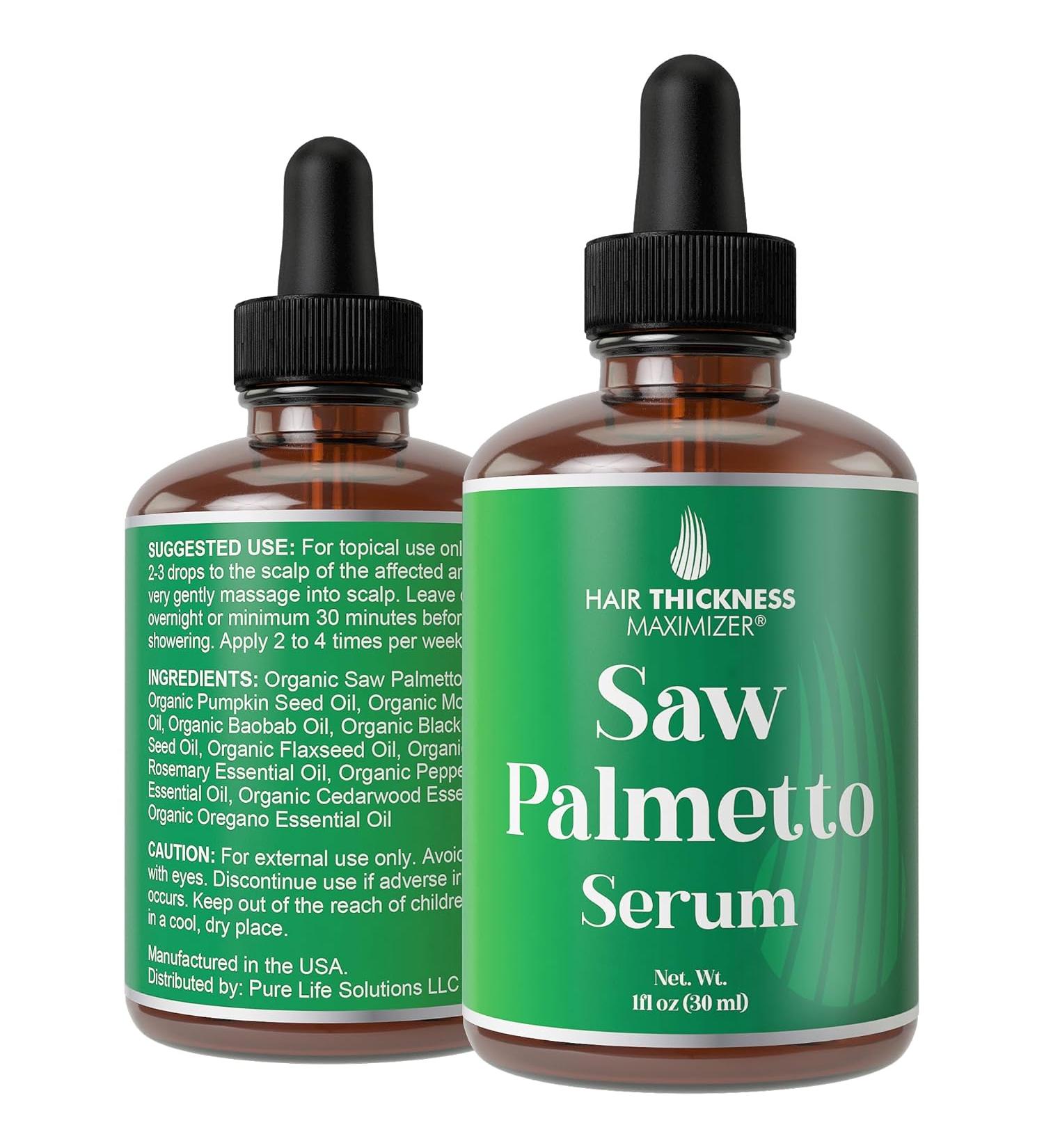 Saw Palmetto Oil Hair Growth Serum for Women & Men - Vegan Scalp Treatment for Dry, Frizzy, Weak Hair Loss - with Pumpkin Seed Oil - Unscented 1oz - Buy Online on GoSupps.com