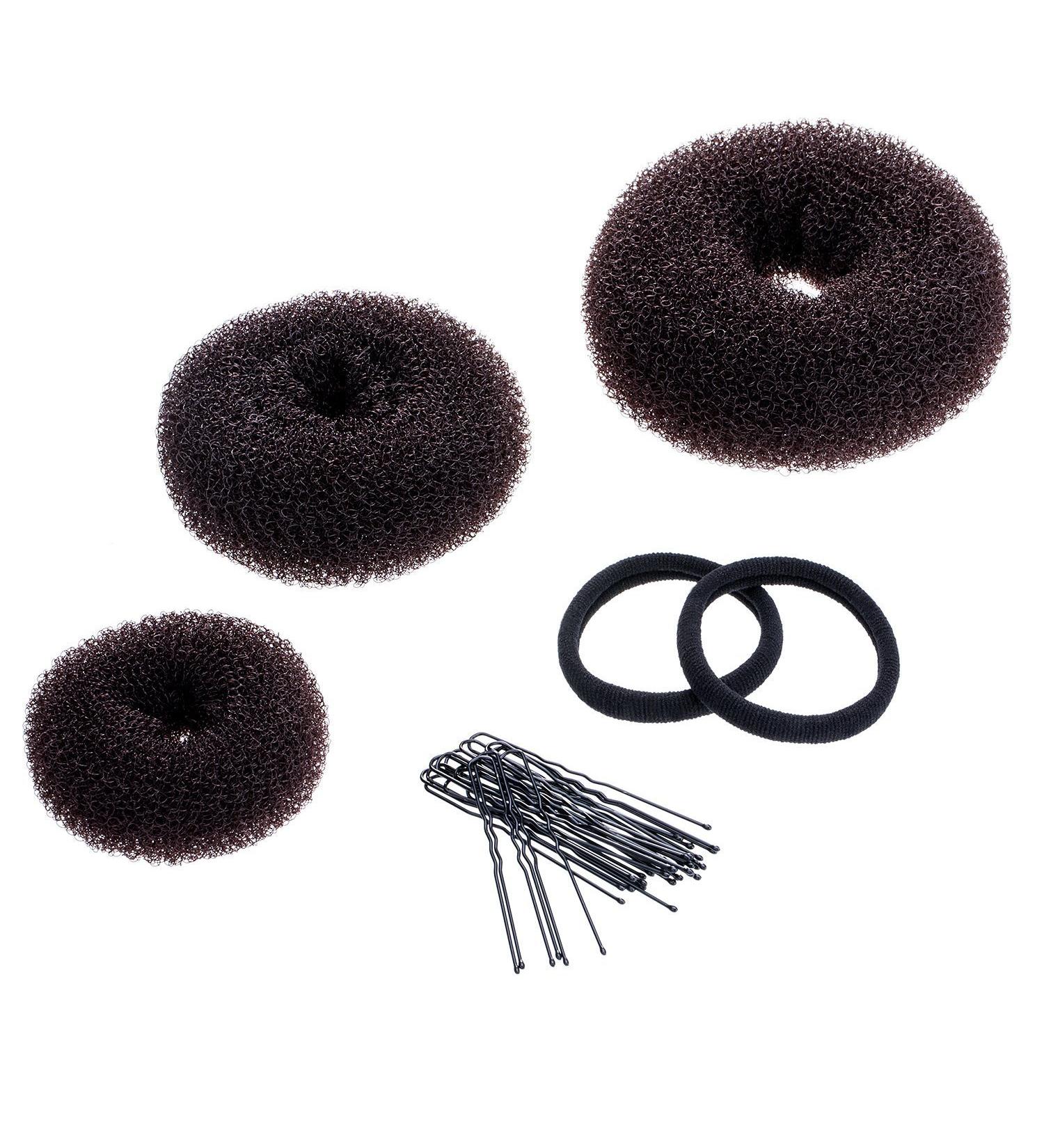 3 Pieces Bun Maker Set - Large Medium & Small Hair Knot Rings for Chignon - Brown Hair Accessories for Effortless Updos - Buy Online on GoSupps.com