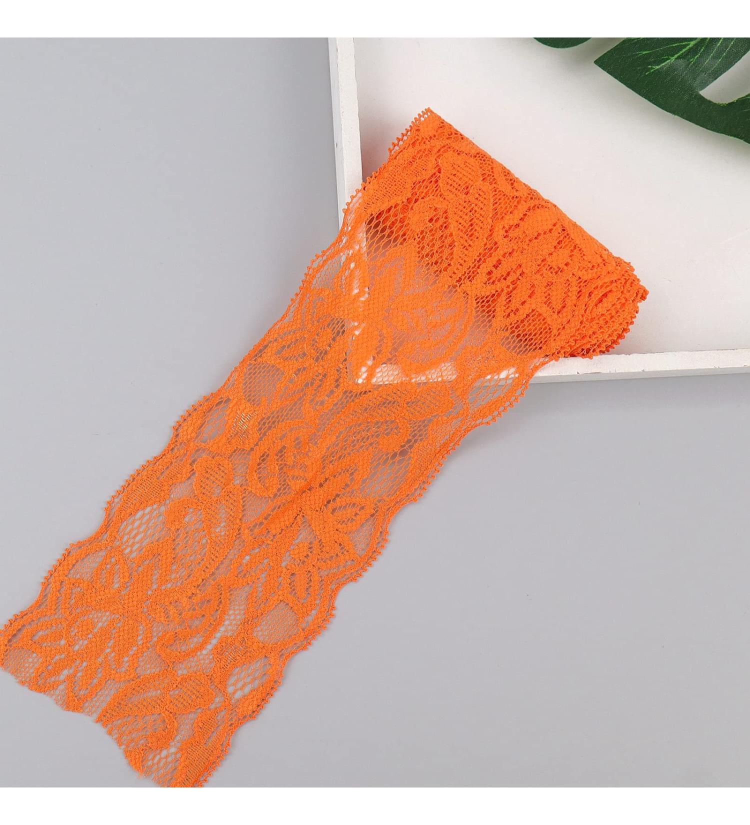 Elastic Lace Trim 10 Yards - Orange Floral Pattern Stretchy Lace Ribbon for Sewing, Garments, Crafts, and Gift Wrapping - Buy Online on GoSupps.com