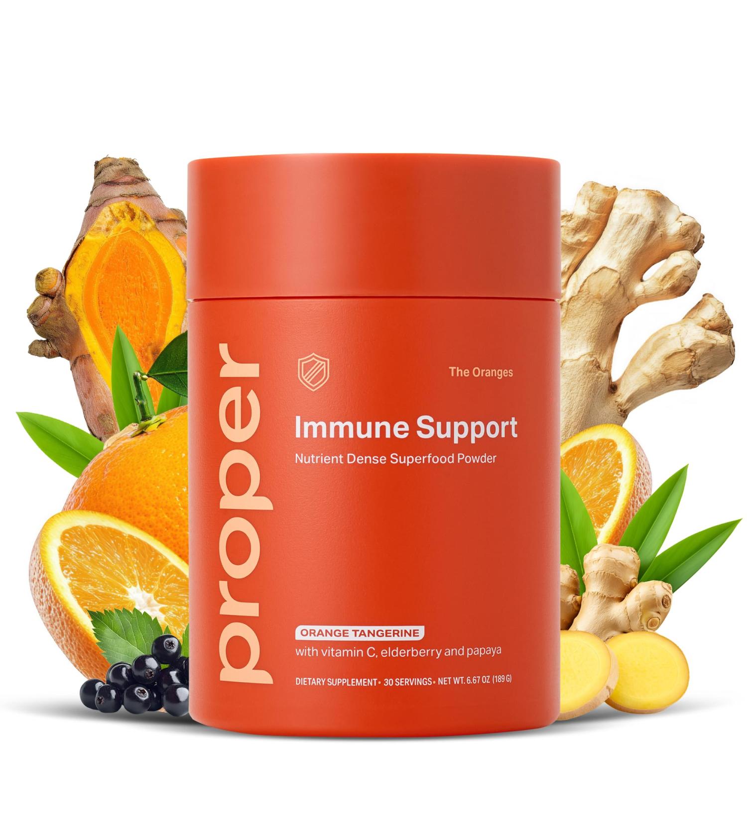 Proper The Oranges Nutrient-Dense Superfood Powder for Immune Support & Gut Health - Elderberry Vitamin C Zinc & Echinacea Supplement Complex Enhanced with Probiotic Digestive Blend 30 Servings - Buy Online on GoSupps.com