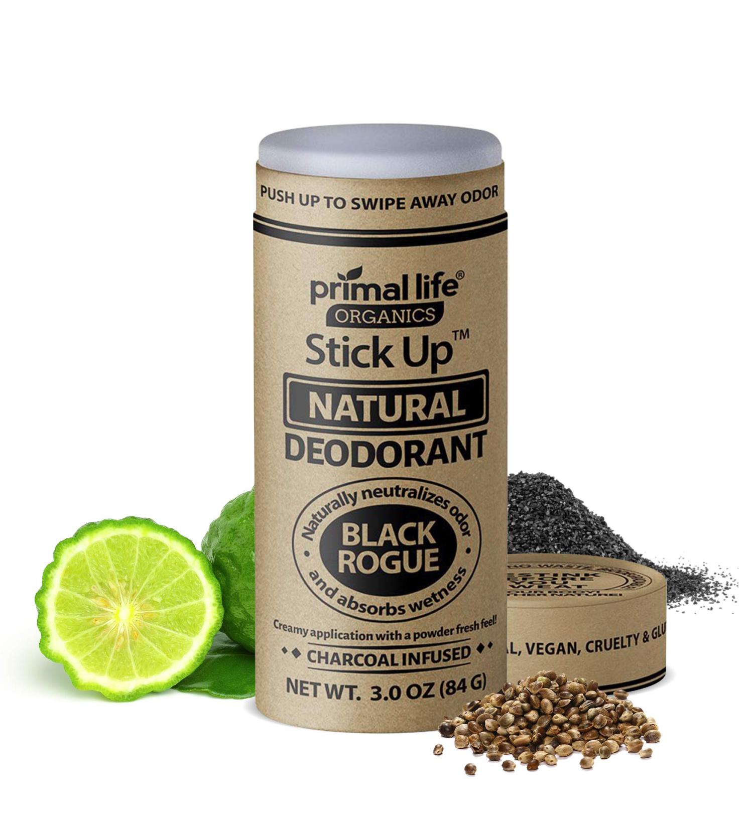 Black Rogue Stick Up Natural Deodorant with Bentonite Clay and Arrowroot - 3 oz Vegan Deodorant for Women and Men - Long-lasting Formula with Magnesium and Zinc - Buy Online on GoSupps.com