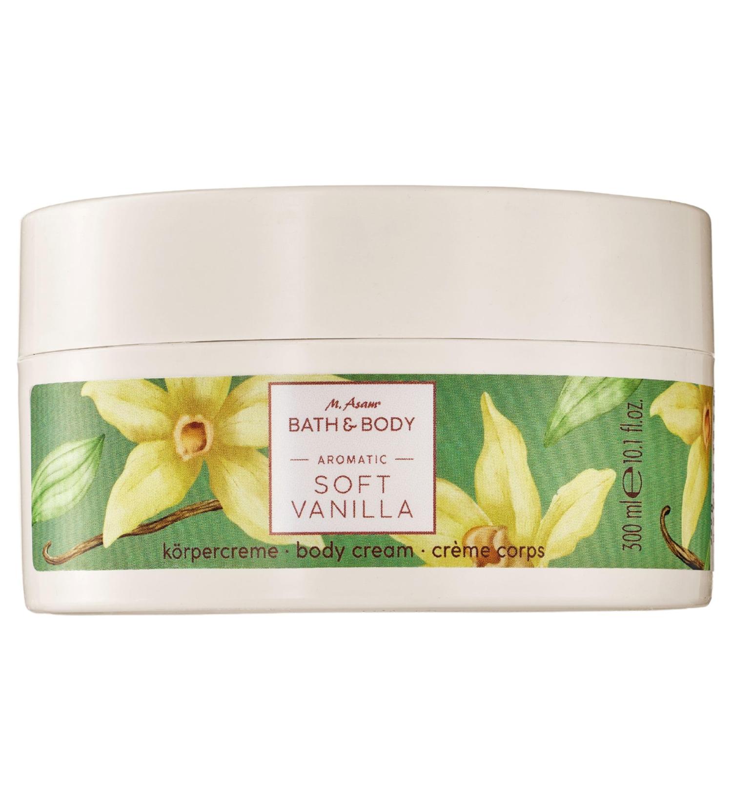 M. Asam BATH & BODY SOFT VANILLA Cr me corps vanille (300 ml) Aux huiles pr cieuses et hydrate et prot ge la peau parfum gourmand et sensuel la vanille formule vegan aux beurres v g taux