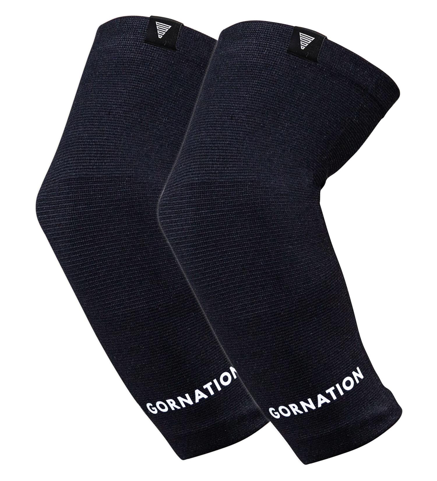 Gornation Elbow Bandages - Elastic Sleeves for Calisthenics & Bodybuilding - Unisex Fitness Support - 1 Pair Black - Buy Online on GoSupps.com