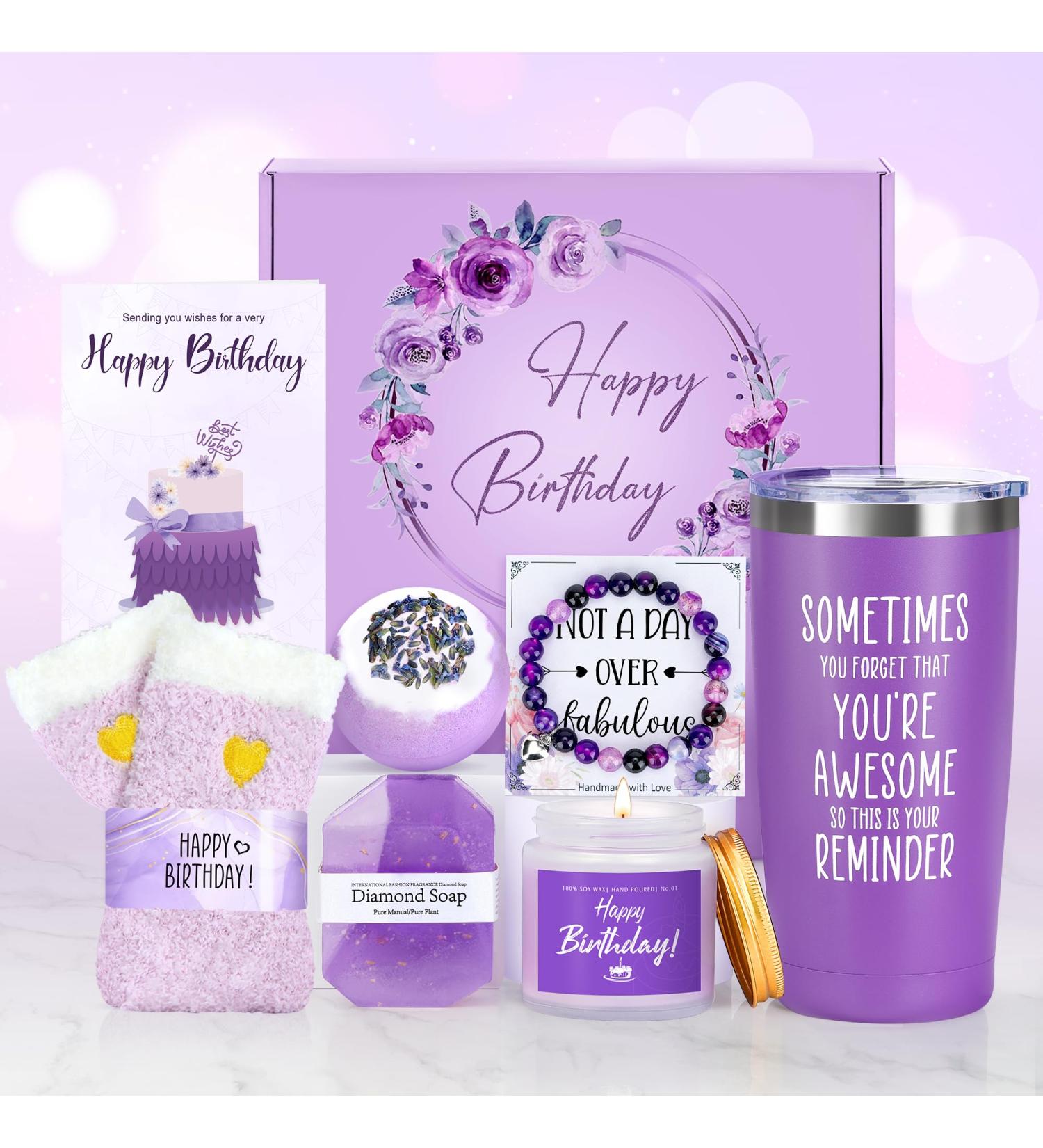 Purple Birthday Gifts for Women | Unique Birthday Gift Set & Basket for Her - Perfect Ideas for Mom Sister Wife & Best Friend - Buy Online on GoSupps.com