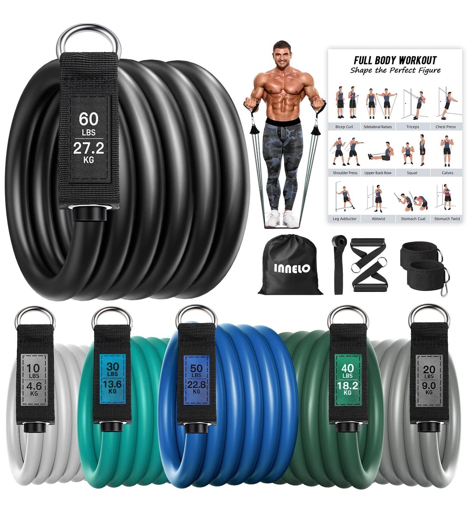 Innelo Resistance Bands for Working Out - Heavy Exercise Bands for Men & Women - Strength Training Equipment for Home, Gym, Office & Outdoor - Buy Online on GoSupps.com