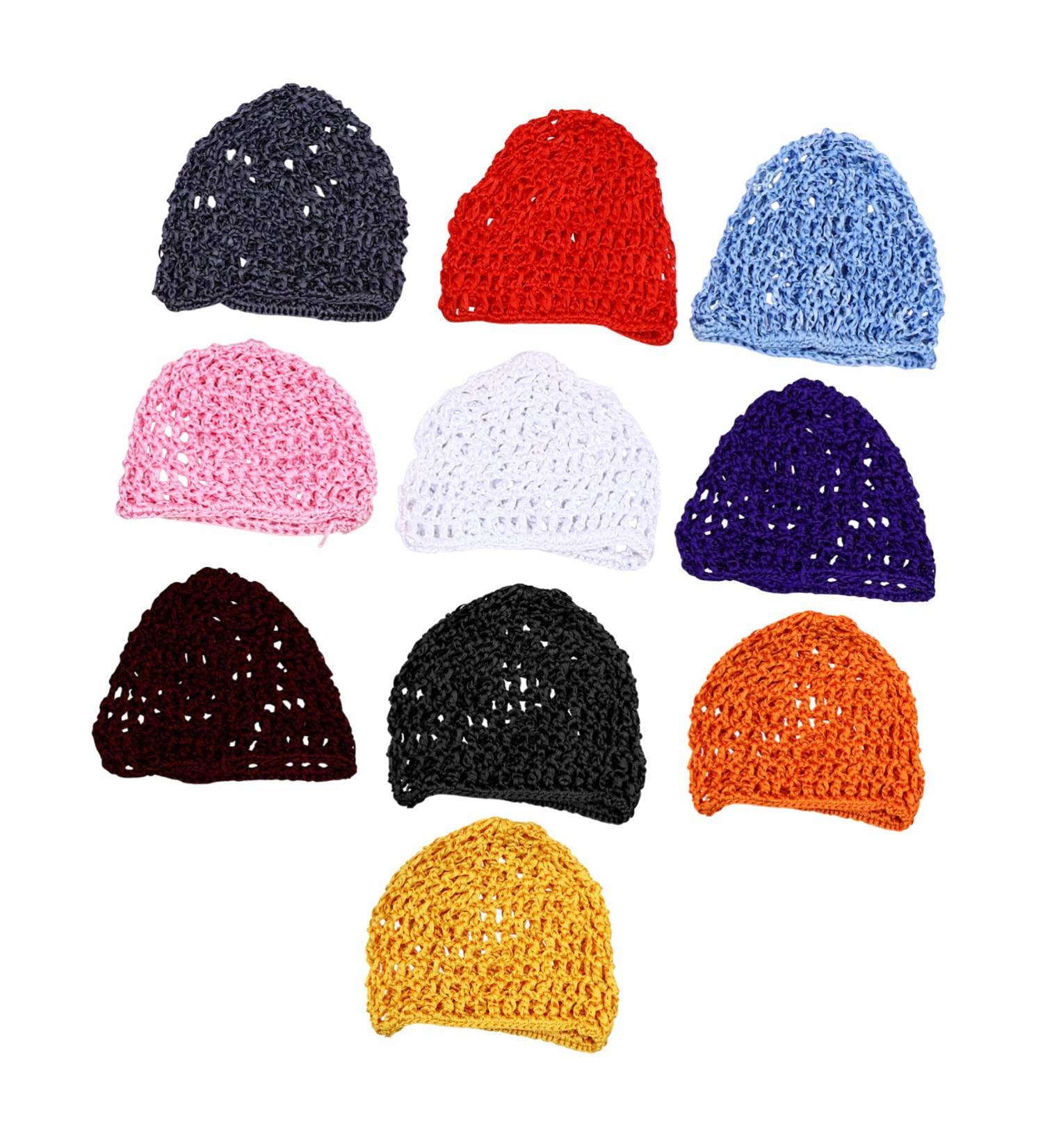 10pcs Handmade Mesh Women's Head Wraps Hair Accessories Set - Crochet Needle Hair Ties, Bun Cover, Snood, Sleep Cap, Net Hats - Buy Online on GoSupps.com