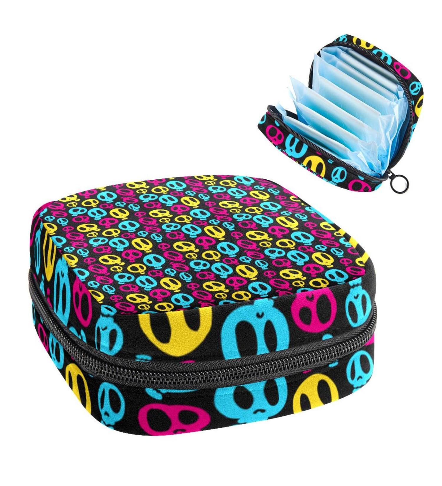 Women's Sustainable Skull Storage Pocket Kit | Colorful Stillpad Keeper for Periods - Eco-Friendly Feminine Product Bag - Buy Online on GoSupps.com