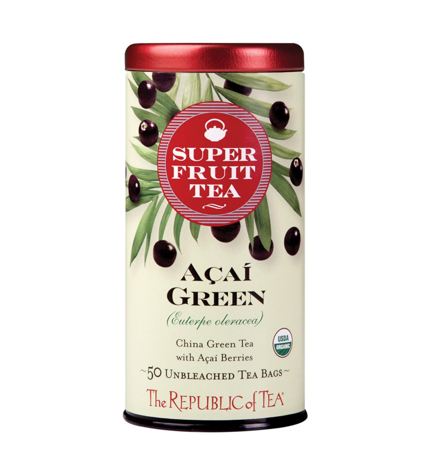 The Republic of Tea Acai Berry Green Tea 50 Tea Bags Tin | Gourmet Caffeinated Superfruit Tea - 50 Count - Buy Online on GoSupps.com