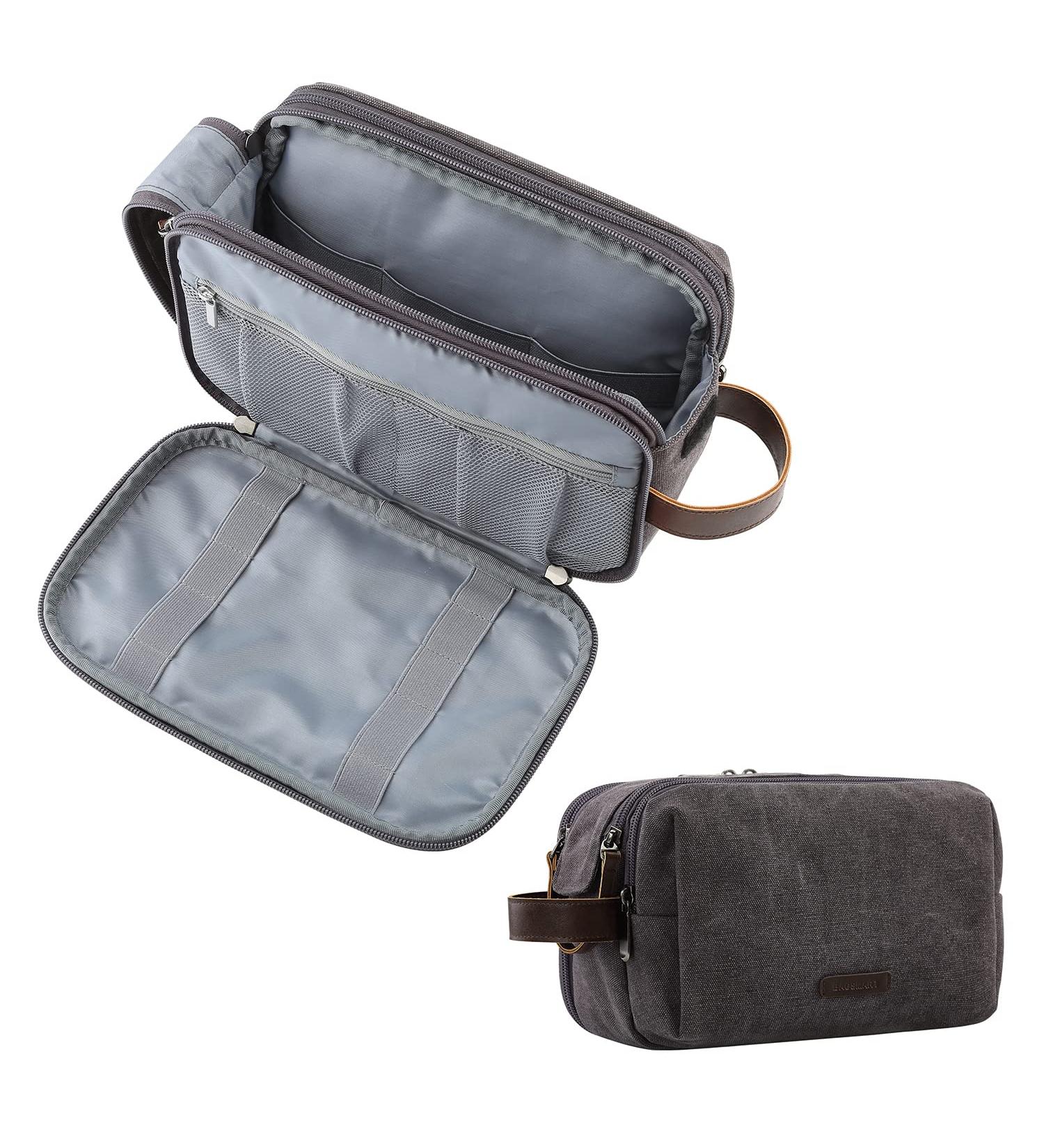 Men's Travel Toiletry Bag - BAGSMART Organizer Dopp Kit, Water-Resistant Shaving Bag, Large Grey Canvas - Large Size - Buy Online on GoSupps.com
