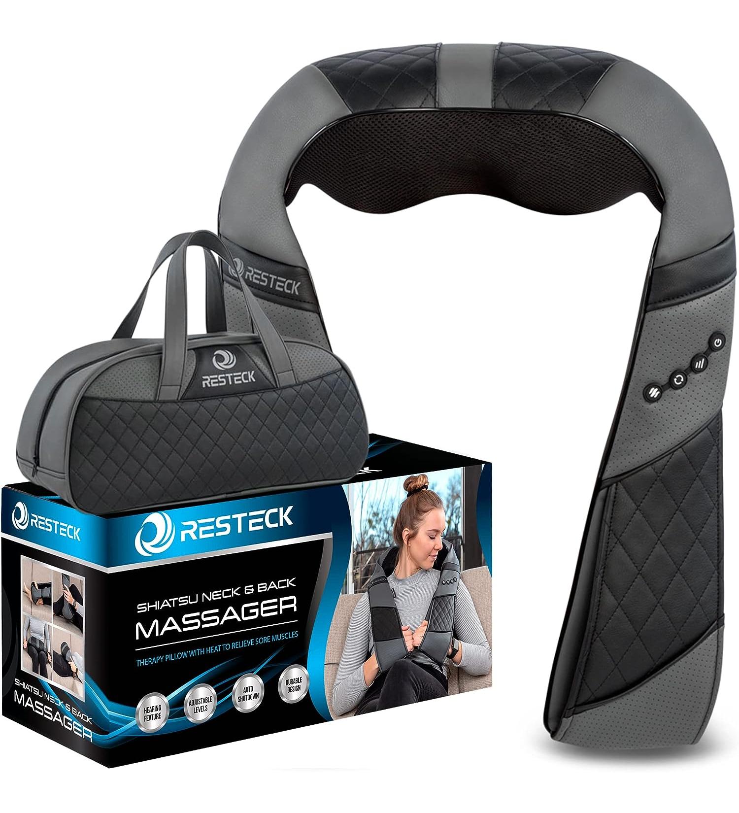 Deep Tissue 3D Kneading Pillow Massager with Heat - Shiatsu Back, Neck & Shoulder Massage - Relieve Muscle Pain at Home, Office, Car - Buy Online on GoSupps.com