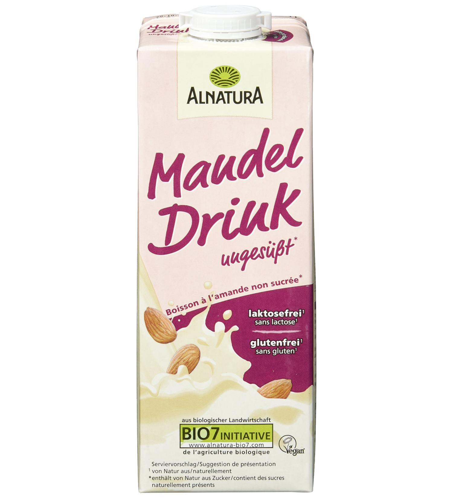 Alnatura Unsweetened Almond Drink Pack of 8 (8 x 1L) | Dairy-Free Vegan Milk Alternative for Healthy Living - Buy Online on GoSupps.com