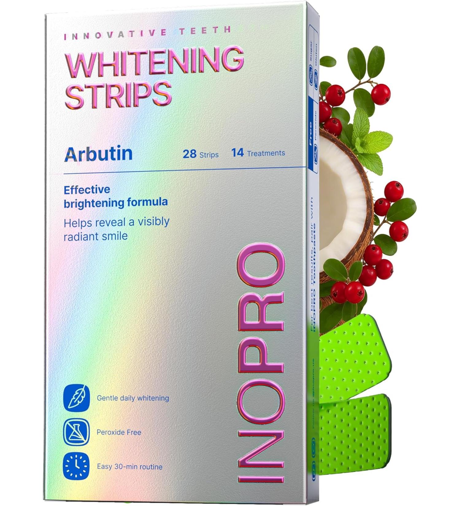 InoPro Peroxide-Free Teeth Whitening Strips - Gentle Whitening for Sensitive Teeth - Deep Stain Removal - 14 Treatments - Buy Online on GoSupps.com