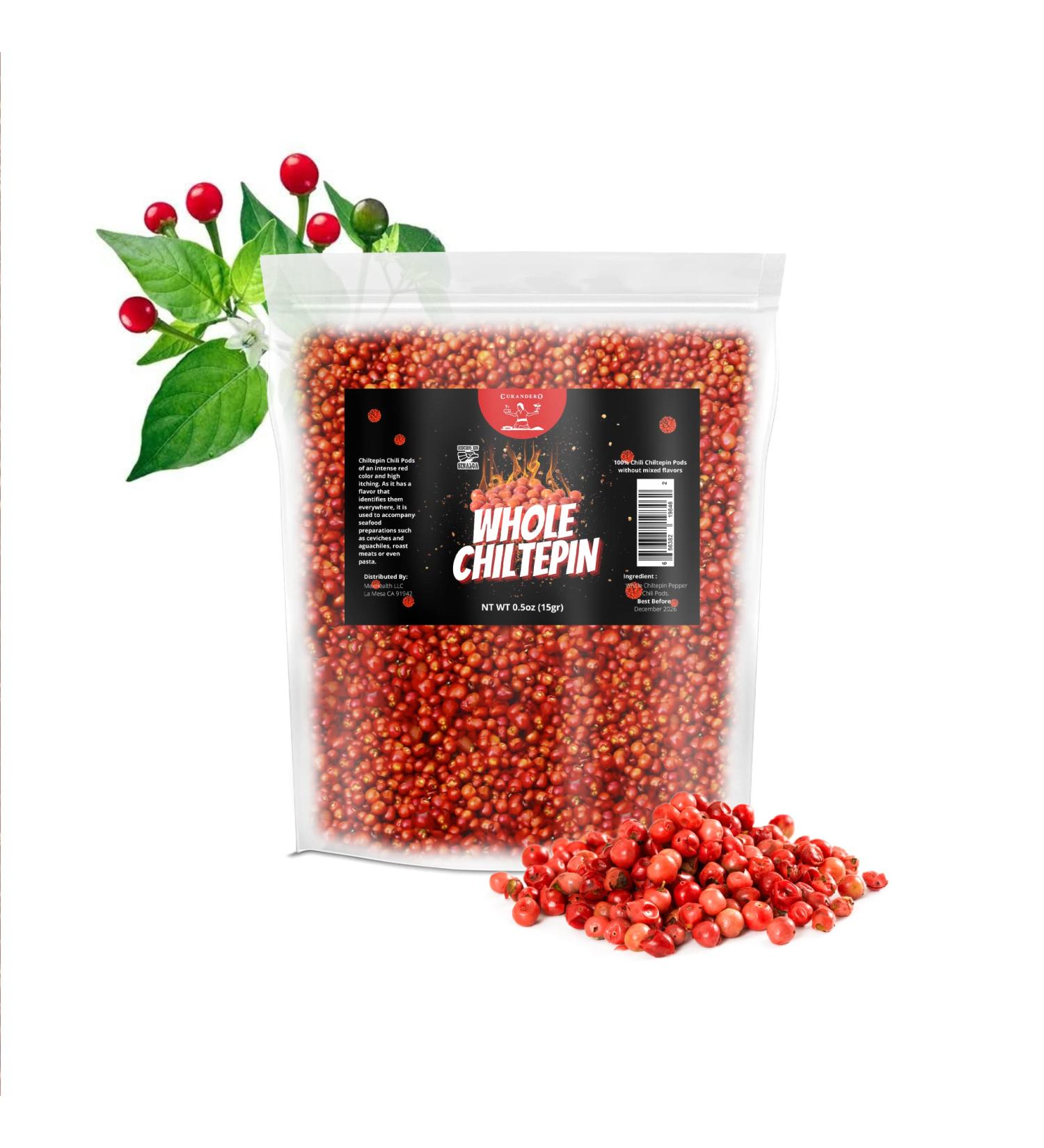 Curandero Whole Dried Chiltepin Pepper .5oz - Spice up Mexican Dishes | Mariscos, Caldos & Antojitos - Buy Online on GoSupps.com