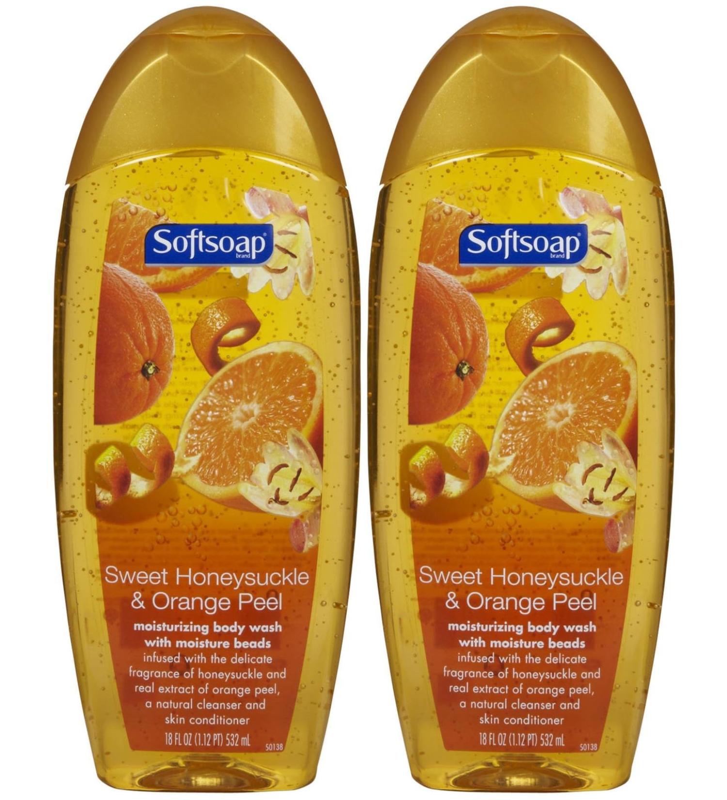 Softsoap Moisturizing Body Wash - Honeysuckle & Orange Peel 18 Fl Oz (Pack of 2)