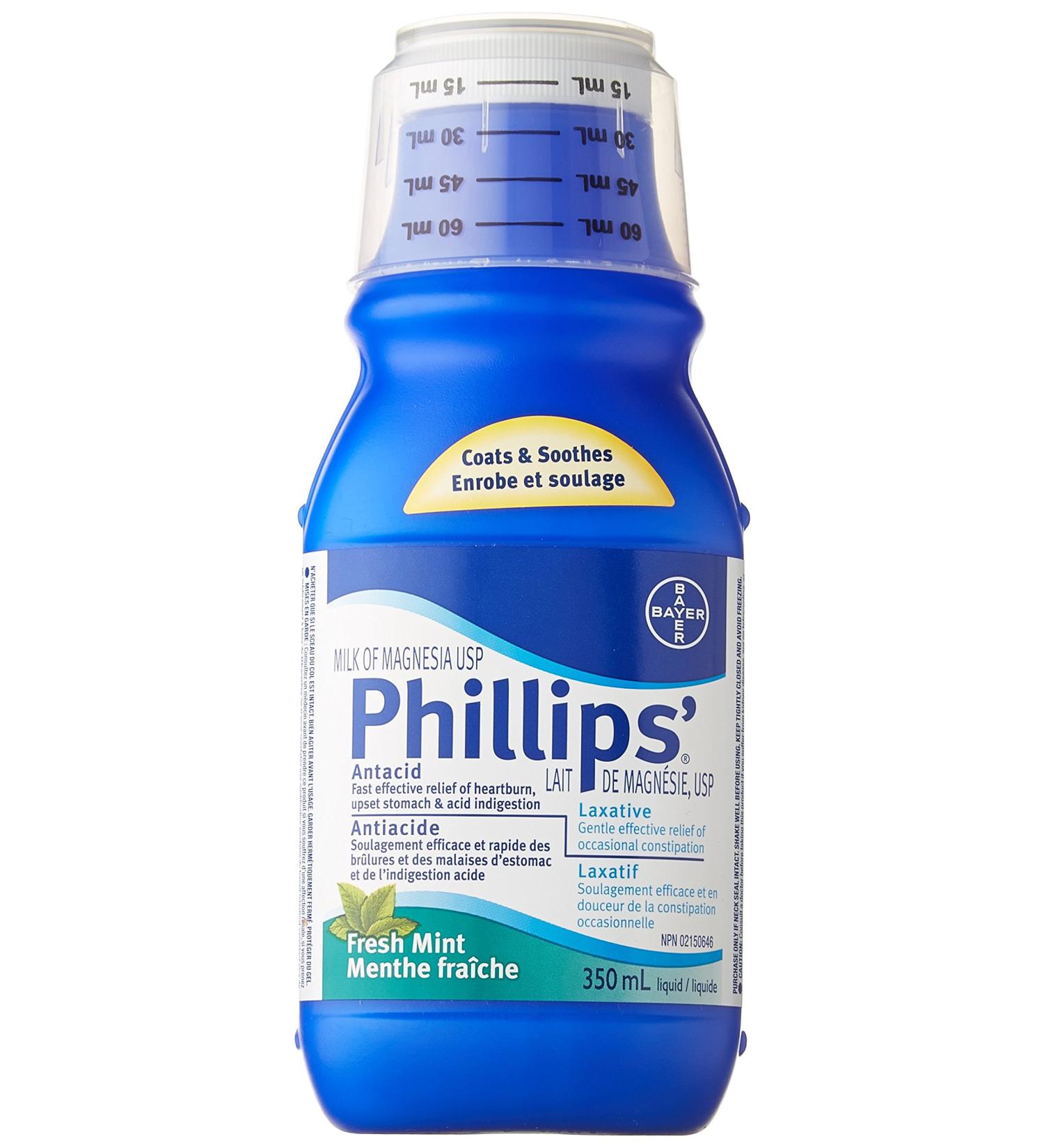 Bayer Phillips Milk of Magnesia Sugar Free Liquid 350ml - Buy Online on GoSupps.com