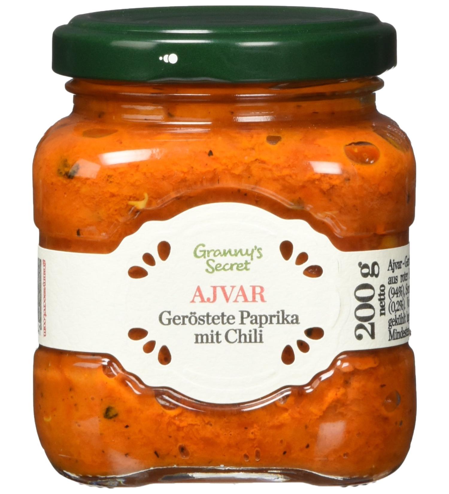 Granny's Secret Ajvar Roasted Peppers with Chili - Authentic Serbian Flavor (200g) - International Shipping Available - Buy Online on GoSupps.com