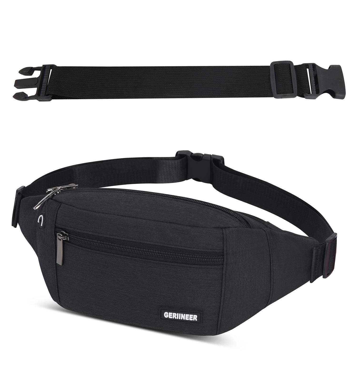 Bawnbag Belt Pocket - 30 cm Elongated Belt for Travel & Sports | Unisex Black Belly Bag for Outdoor Activities - Buy Online on GoSupps.com