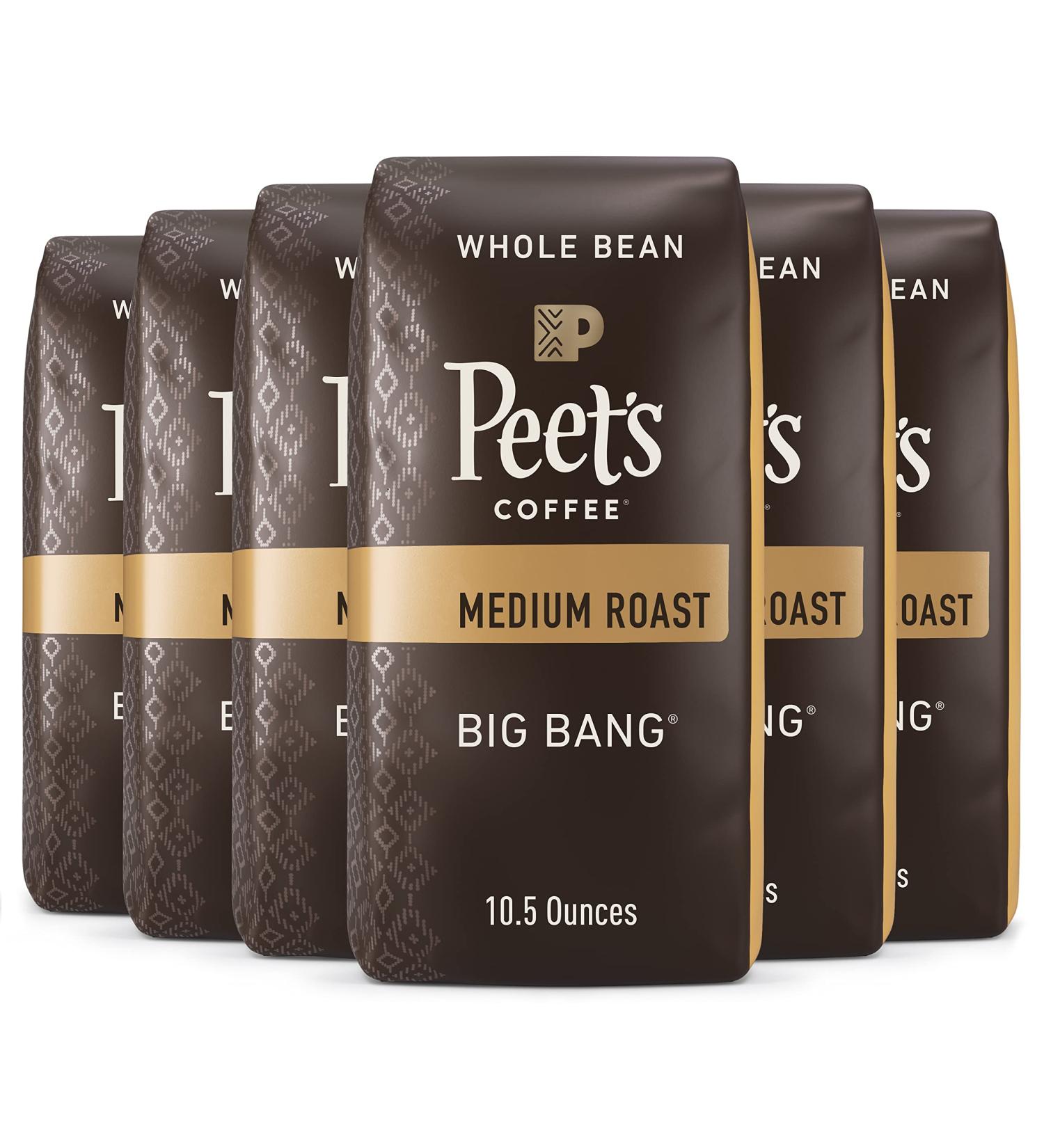 Peet's Coffee Medium Roast Whole Bean Coffee - Big Bang 63 Ounces (Pack of 6) - Buy Online on GoSupps.com