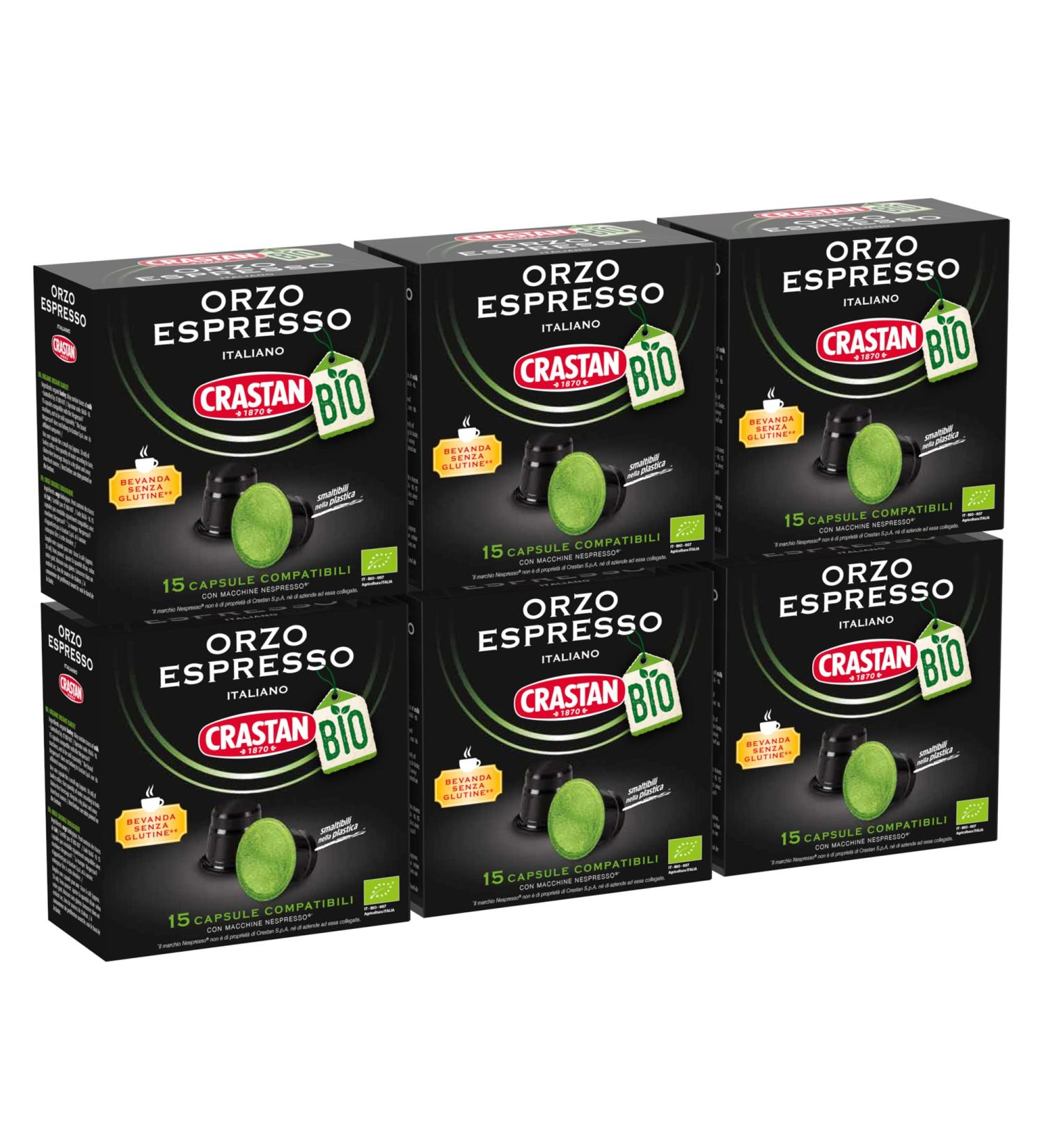 CRASTAN 1870 90 capsules 6 boxes of 15 organic espresso barley capsules capsules compatible with Nespresso system gluten-free drink 100% Made in Italy - Buy Online on GoSupps.com