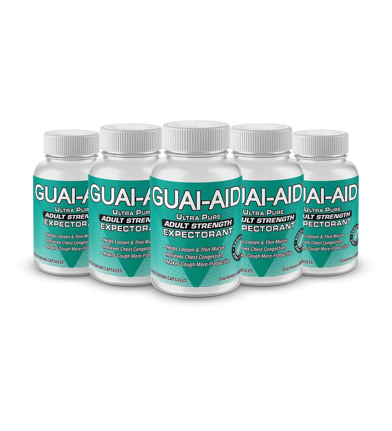 500 Guai-Aid 600mg Ultra-Pure Guaifenesin Veg Capsules - Fast Relief for Chest Congestion - Buy Online on GoSupps.com