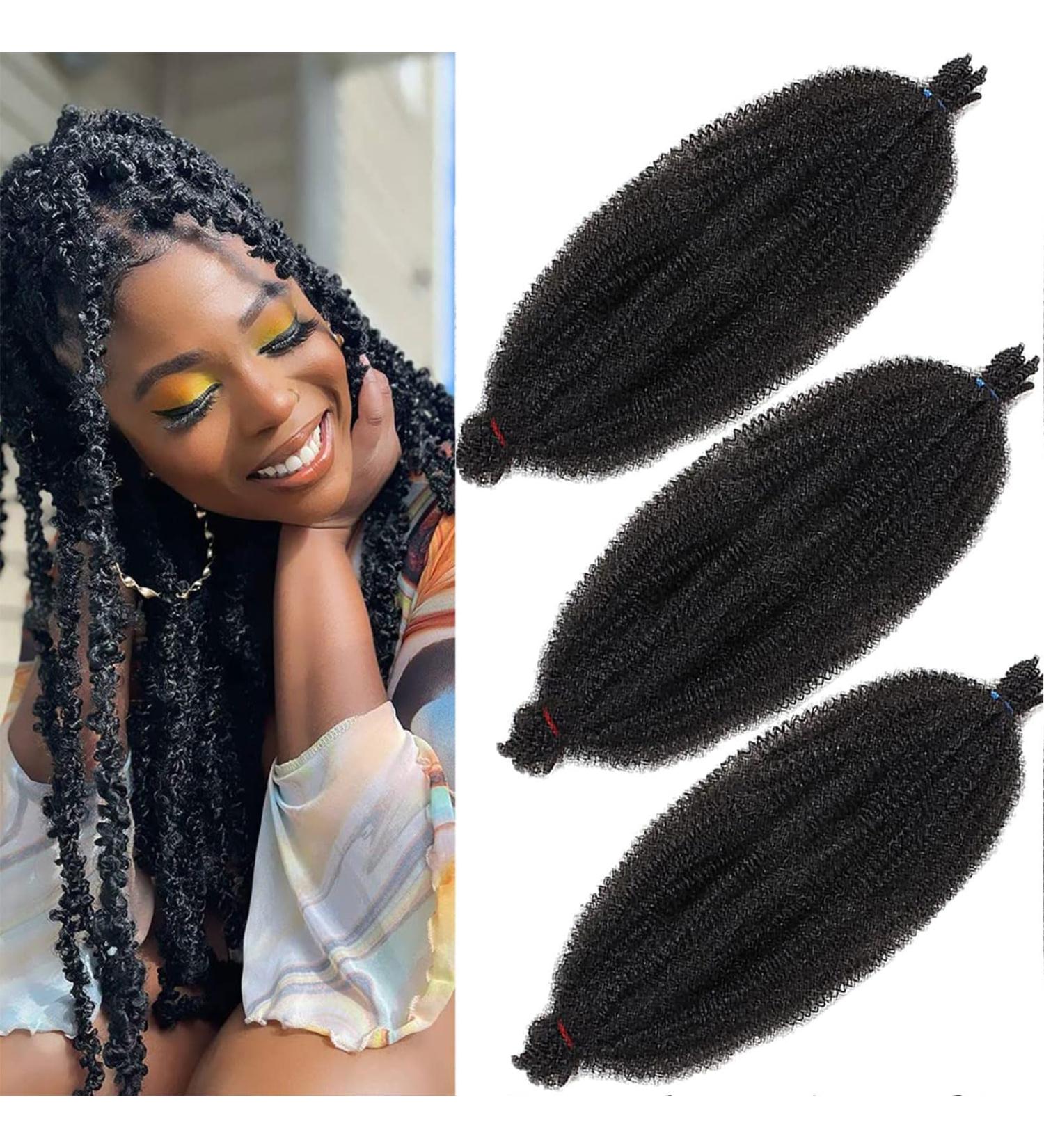 Xtrend 3 Packs 24 Inch Soft Springy Afro Twist Hair Pre-Separated Spring Twist Hair for Faux Locs Natural Black Marley Twist Crochet Braiding Hair Synthetic Hair Extensions for Black Women 1B# 24 Inch (Pack of 3) 1B# - Buy Online on GoSupps.com