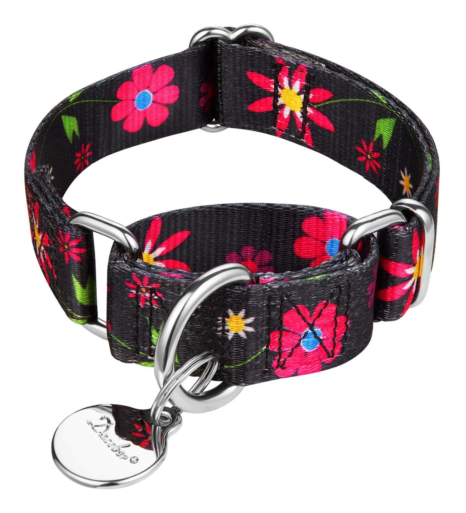 Dazzber Martingale Collar for Dogs - No Pull Heavy-Duty Pet Collar Silky Soft Design Unique Patterns for Medium & Large Dogs (Small 5/8 inch - Black & Sunflower) - Buy Online on GoSupps.com