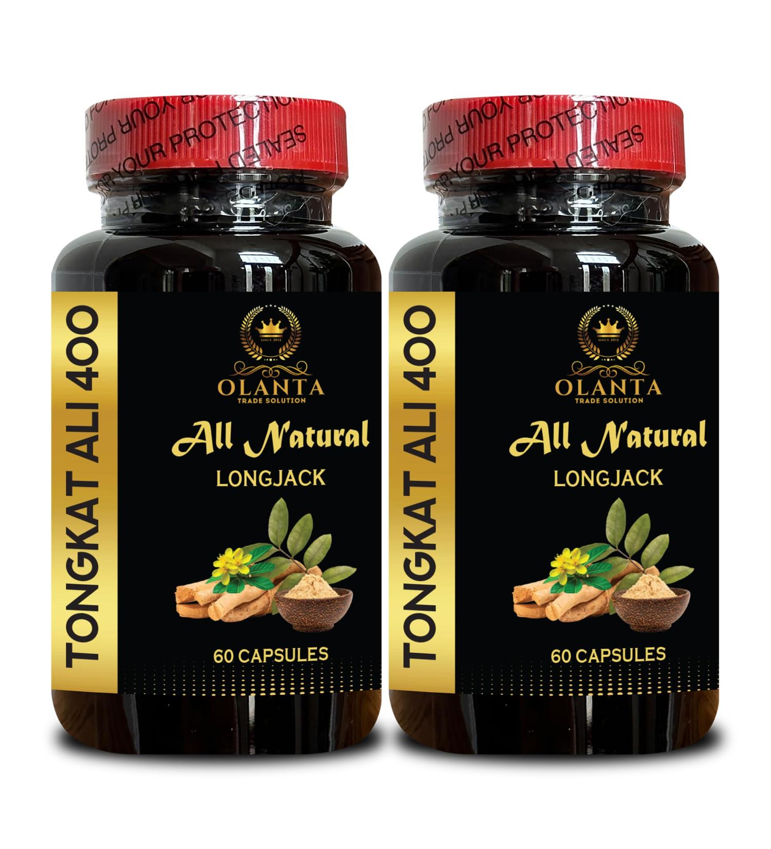 OLANTA TRADE SOLUTION Longjack Tongkat Ali Root Eurycoma longifolia - Designed for Looking for Simple Plant-Based Solutions - Stamina Support Supplement for Men and Women - 2 Bottles 120 Capsules - Buy Online on GoSupps.com