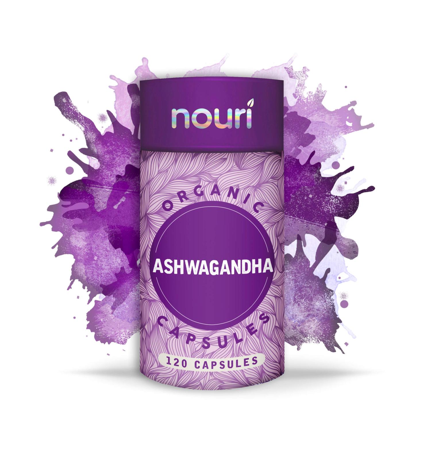 Nouri Organic Ashwagandha Capsules 500mg - 120 Vegan Capsules, Vegetarian Friendly - Buy Online on GoSupps.com