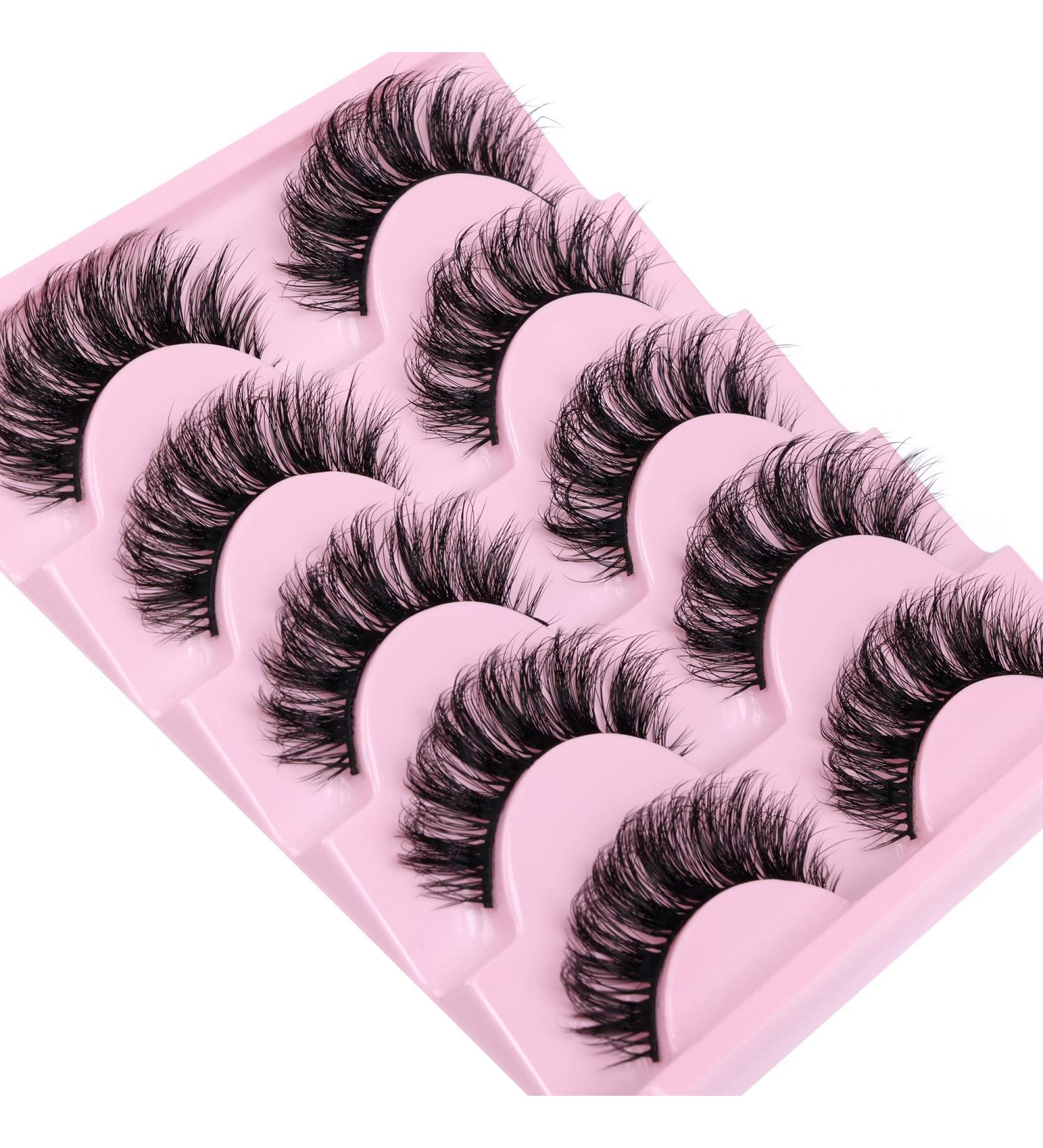 Wiwoseo Natural Mink False Eyelashes - 5 Pairs Fluffy Wispy 16MM Faux Mink Lashes - Buy Online on GoSupps.com