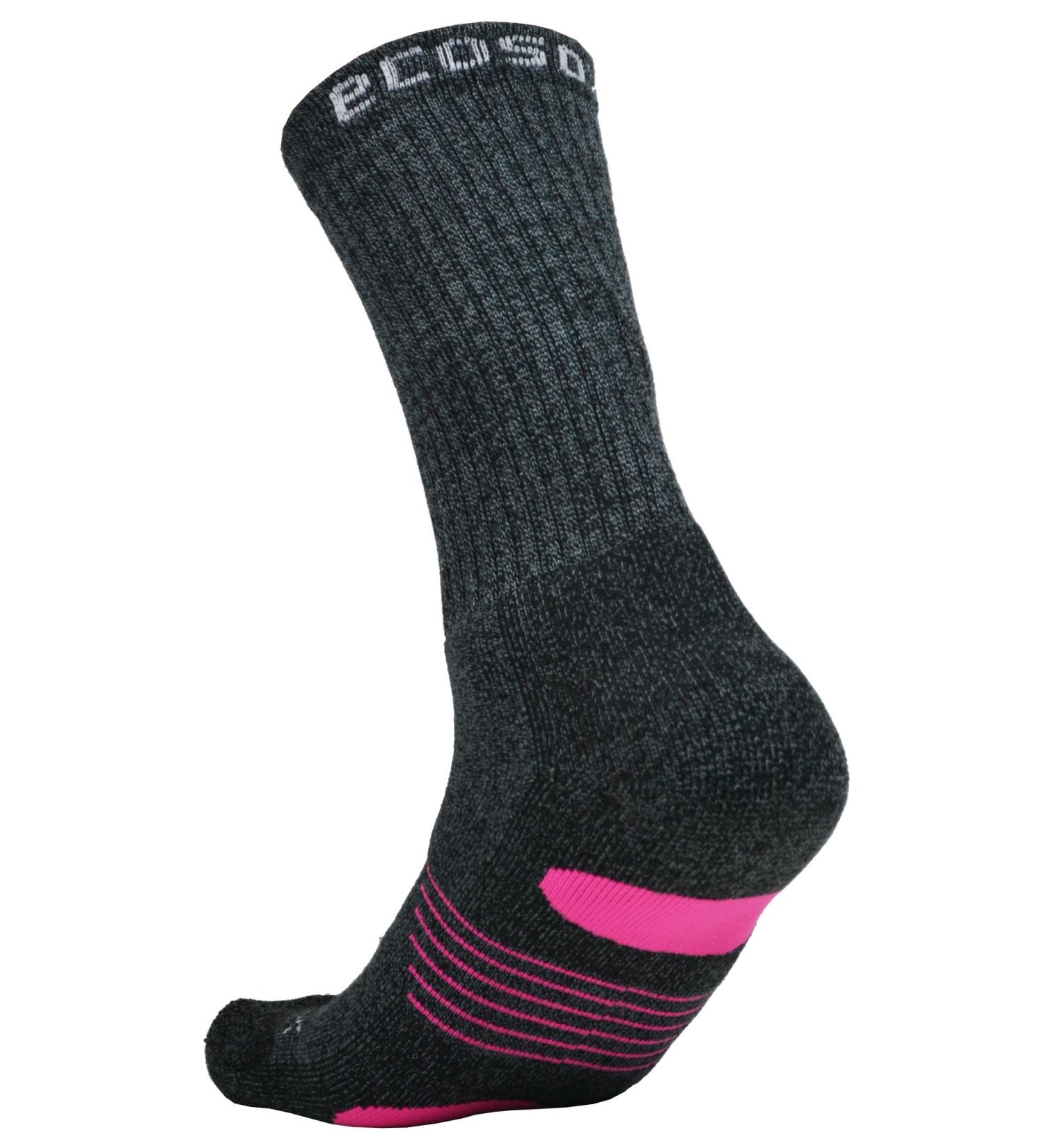 EcoSox Bamboo Full Cushion Hiking Socks 3-Pack - Moisture Wicking, Odor & Blister Free - Arch Support, Medium, Black/Pink - Buy Online on GoSupps.com