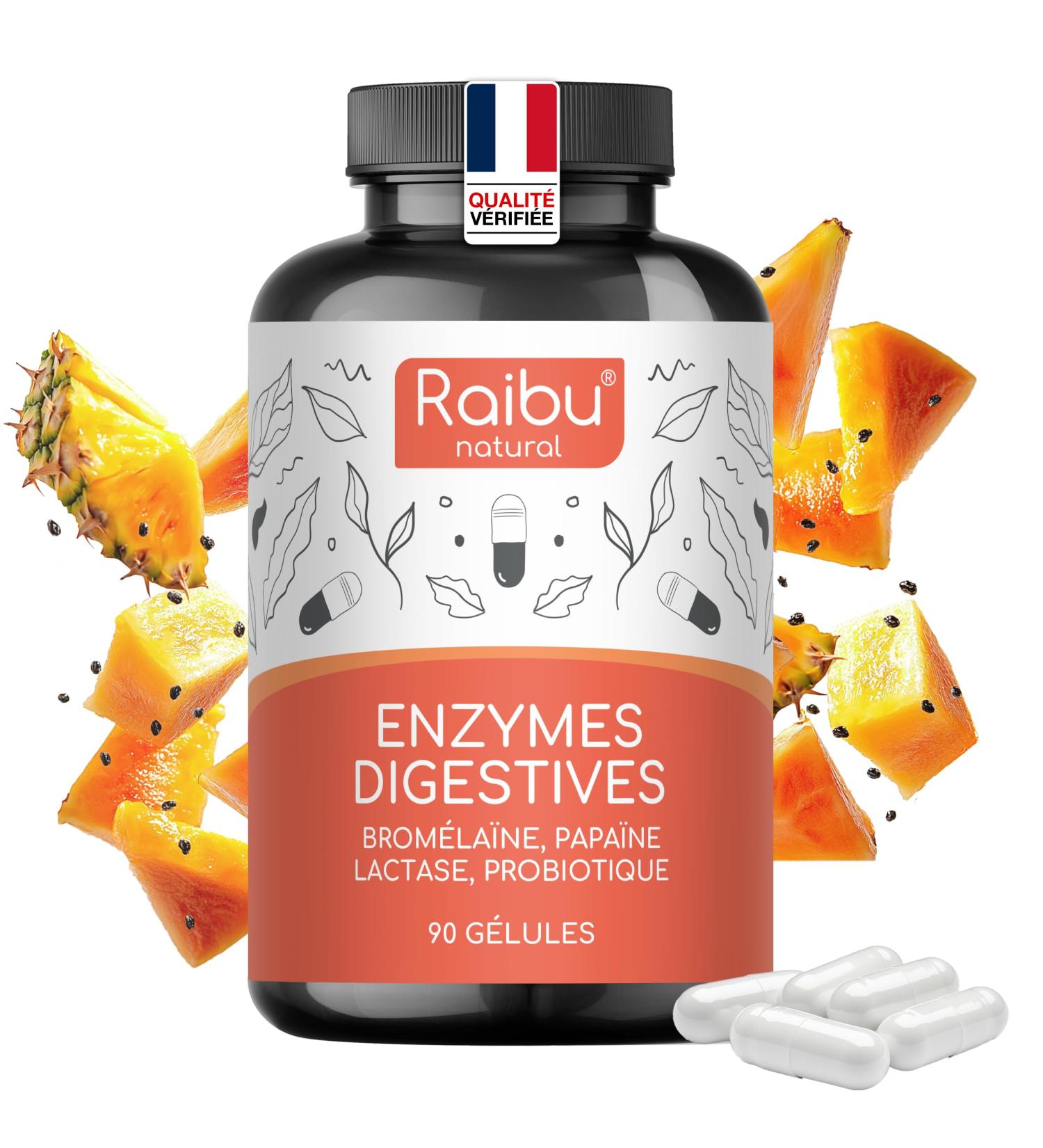 Digestive Enzymes - Lactase Bromelain Papain Protease Amylase Lipase and Probiotic - 90 Capsules - For Digestion Natural & Lab Tested Enzyme Complex Raibu - Buy Online on GoSupps.com