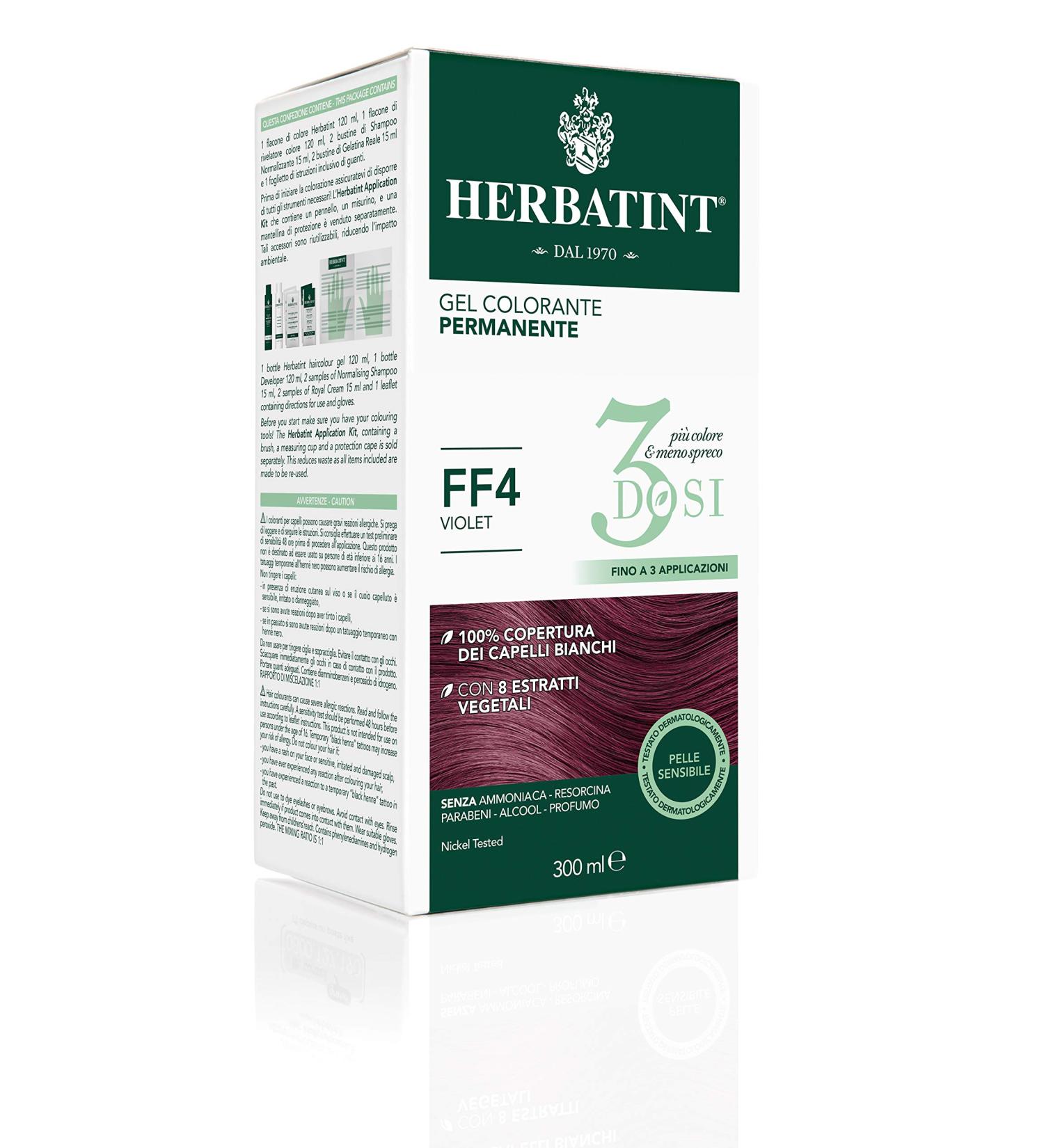  Herbatint Herbatint 3Dosi Permanent Colour Gel 300 ml FF4 Purple Ammonia-Free for Sensitive Skin 100% White Hair Coverage with 8 Organic Natural Extracts - Buy Online on GoSupps.com