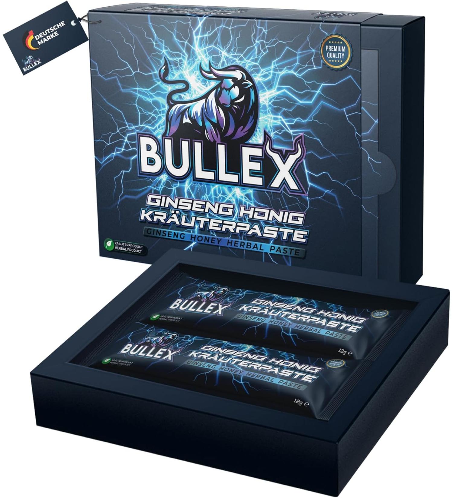 BULLEX Natural Potency Agent for Men - Testosterone Booster Sex Oral Jelly Gel Extra Strong & High Dose with Ginseng - Erection Aid for Men Instant Effect - 2 x 12 g Macun Honey Bags Prescription Free - Buy Online on GoSupps.com
