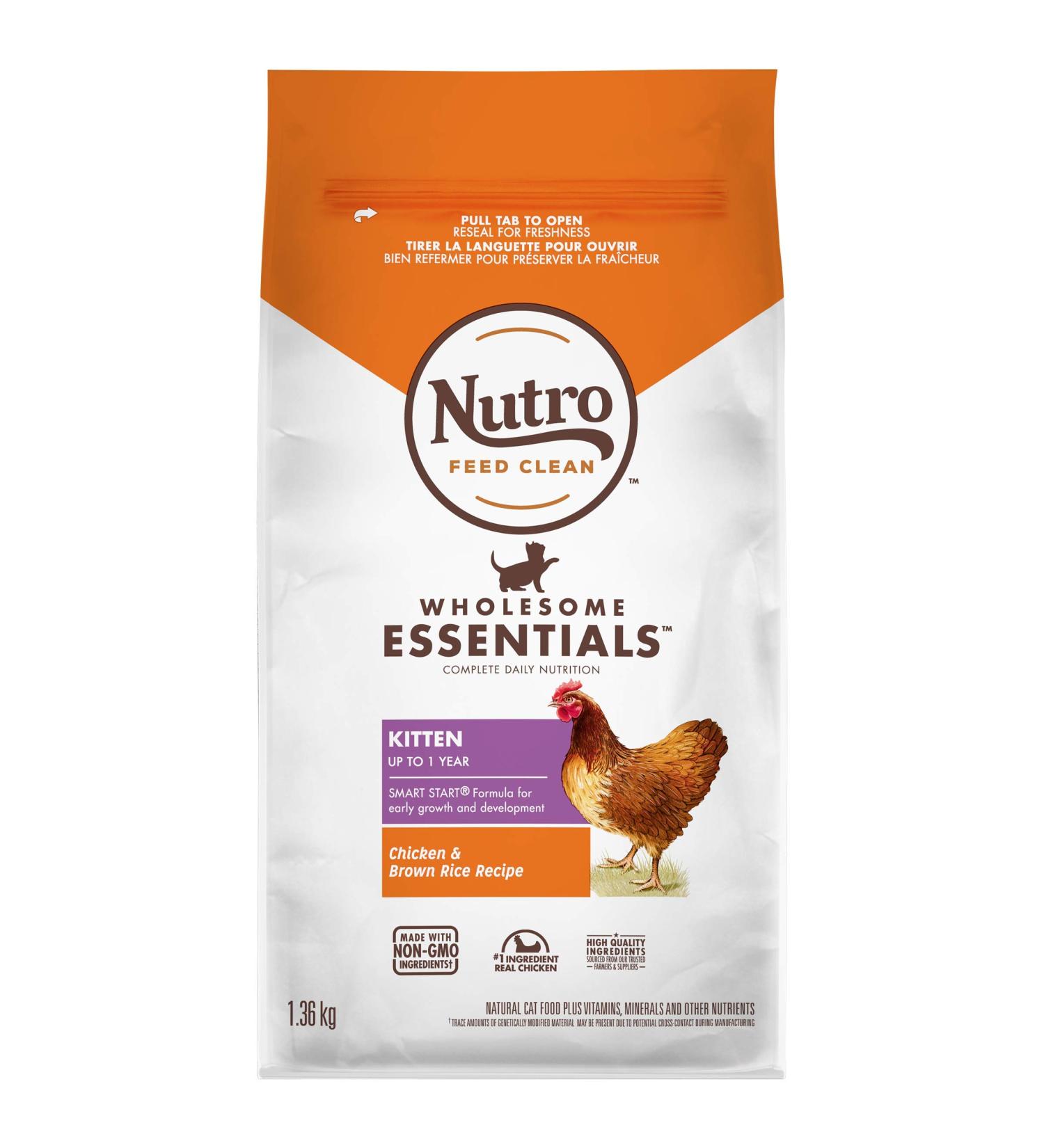 NUTRO Wholesome Essentials Kitten Dry Food Chicken & Brown Rice Recipe 1.36kg Bag - Buy Online on GoSupps.com