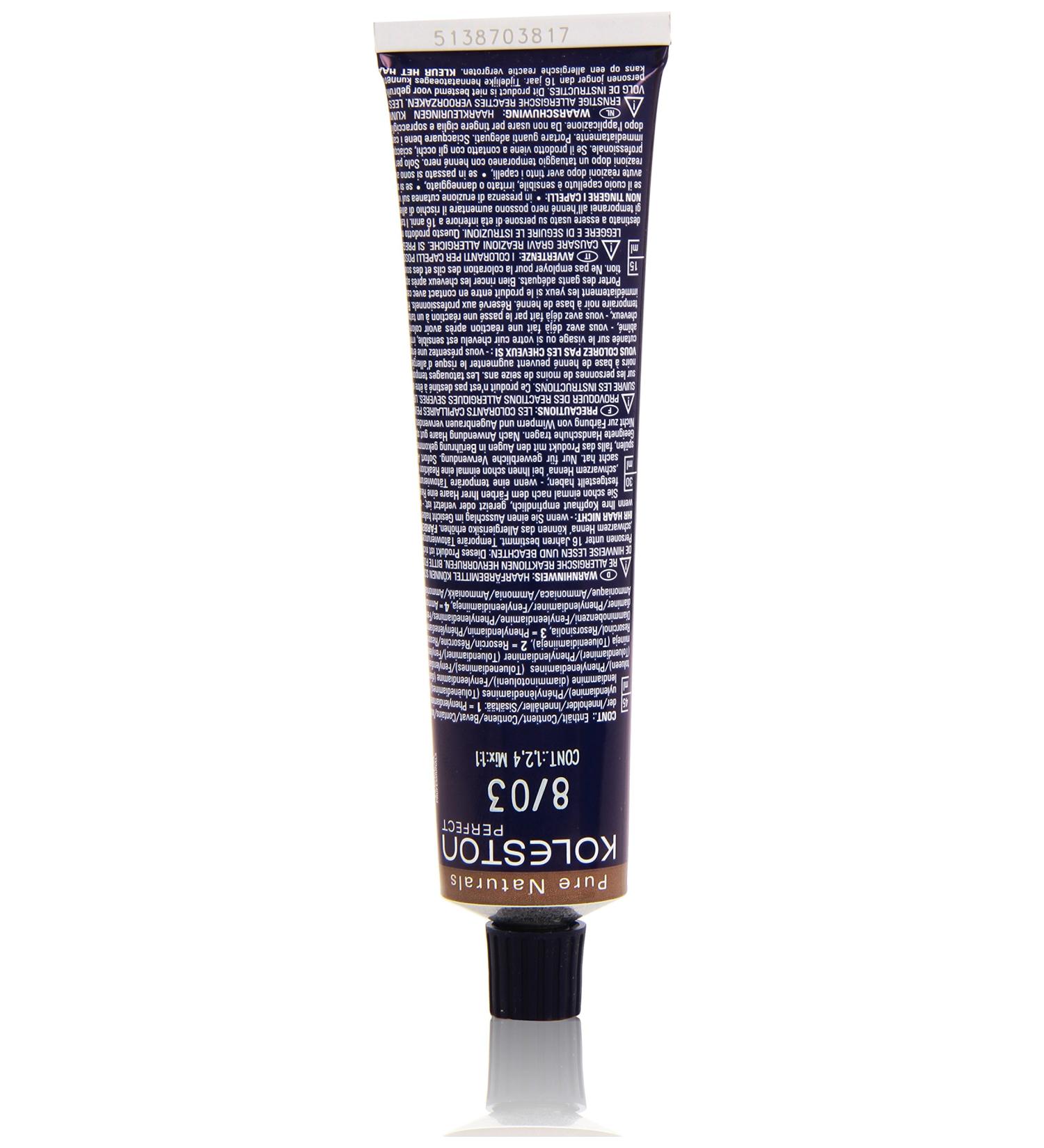 Wella Professionals Koleston Perfect 8/03 Hell Blond Natur-Gold - Permanent Creme Hair Color 60ml | International Shipping - Buy Online on GoSupps.com