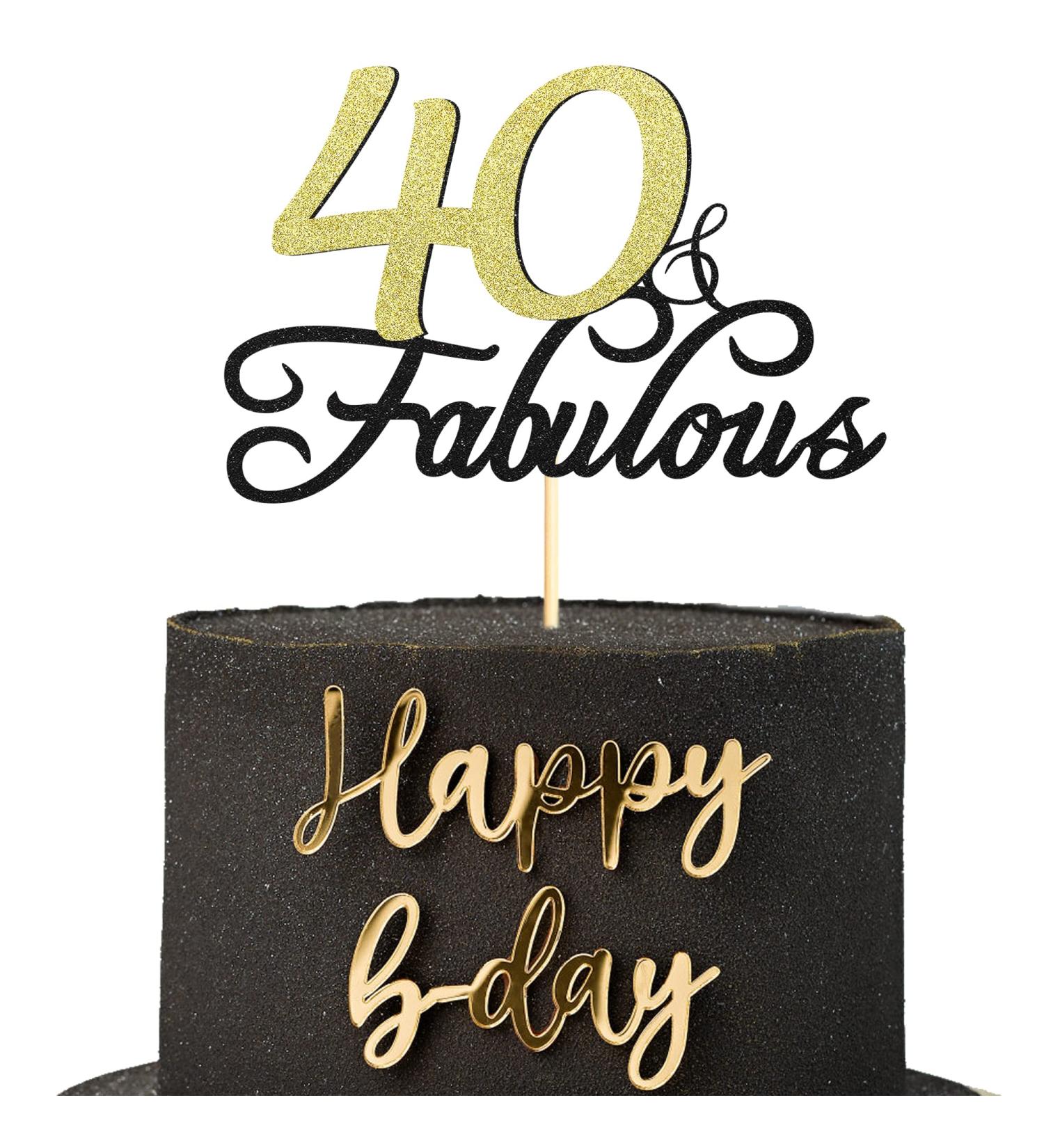 Sumerk Glitter 40 & Fabulous Cake Topper 40th Birthday Cake Picks 40th Anniversary Cake Topper Party Decorations Supplies - Buy Online on GoSupps.com