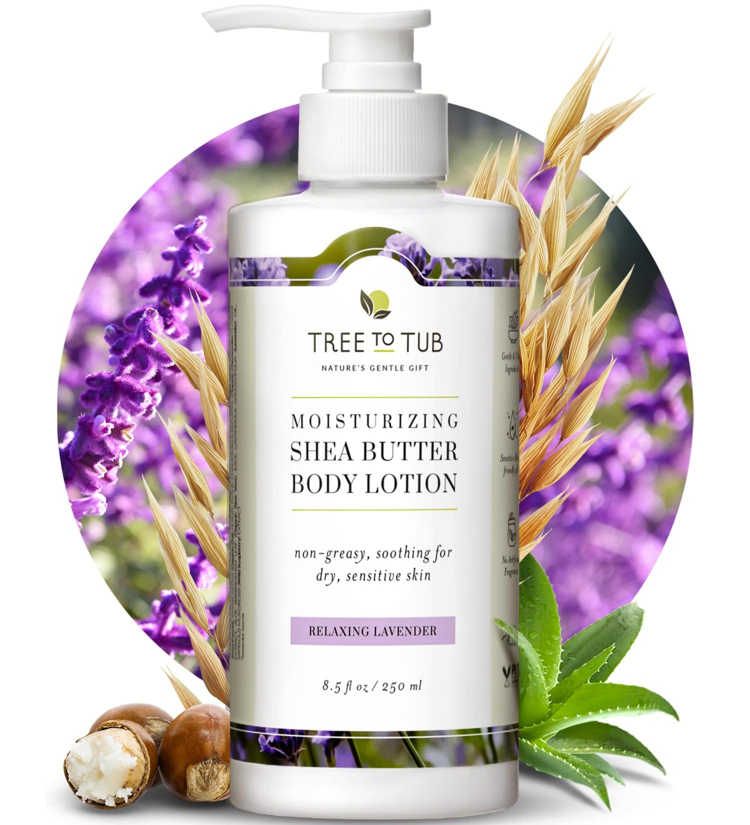 Tree to Tub Lavender Shea Butter Body Lotion - Moisturizing Vegan Skin Care for Women & Men - Buy Online on GoSupps.com