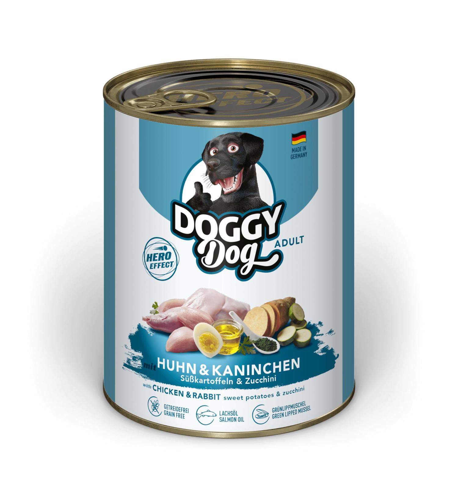 DOGGY Dog Pat Chicken & Rabbit 6 x 800 g Wet Food for Dogs Grain Free with Salmon Oil and Green-lipped Mussel Complete Food with Sweet Potato and Zucchini Made in - Buy Online on GoSupps.com