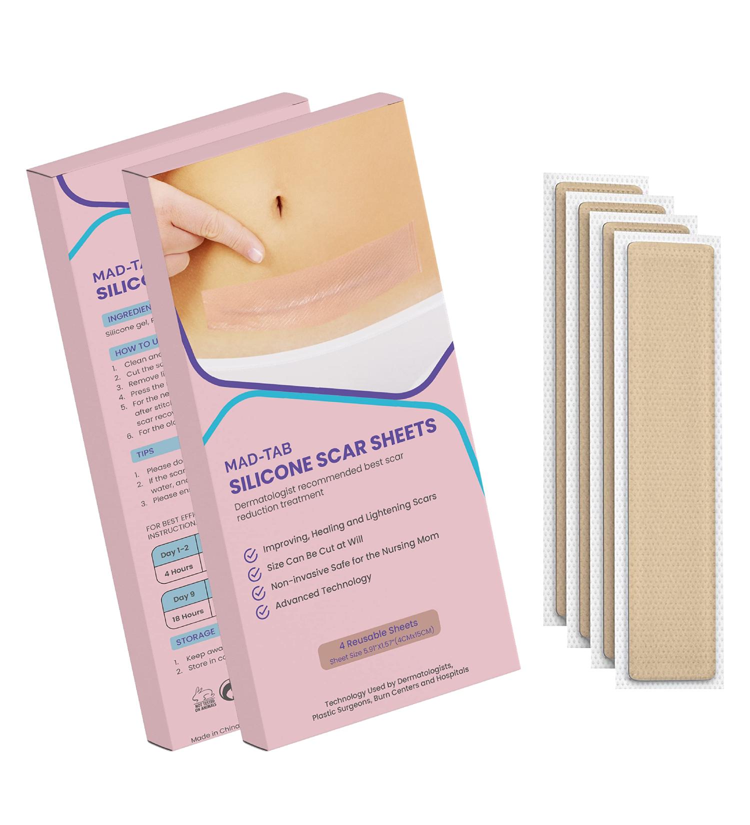 Silicone Scar Sheets for Keloid, C-Section, Tummy Tuck - Surgical Scar Treatment Gel Bandage - Buy Online on GoSupps.com