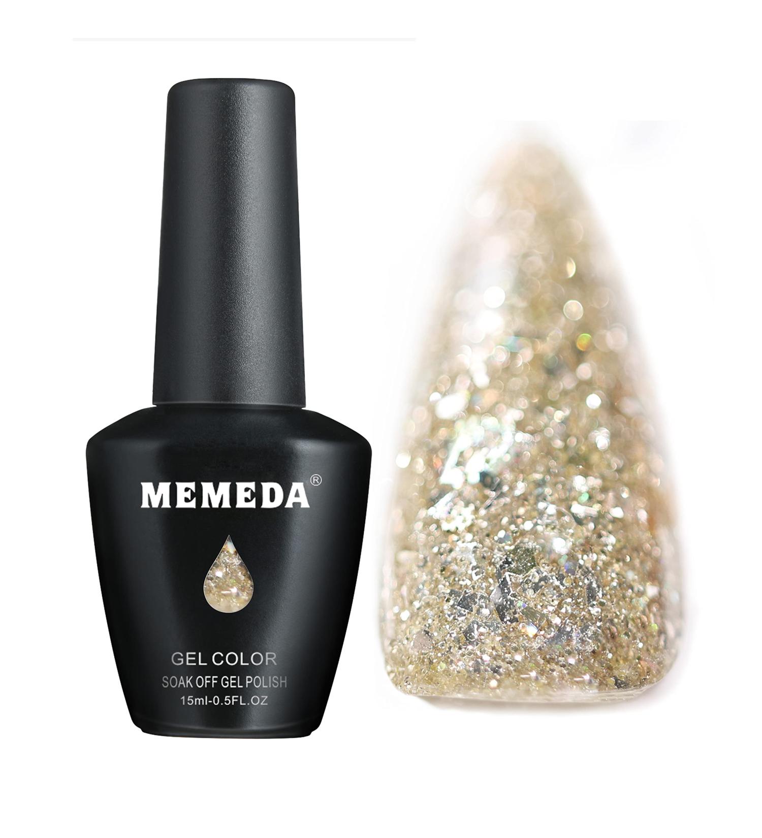 MEMEDA Glitter Gel Nail Polish - Sparkly UV LED Soak Off Varnish 0.5 fl oz | Aerolite-02 - Buy Online on GoSupps.com
