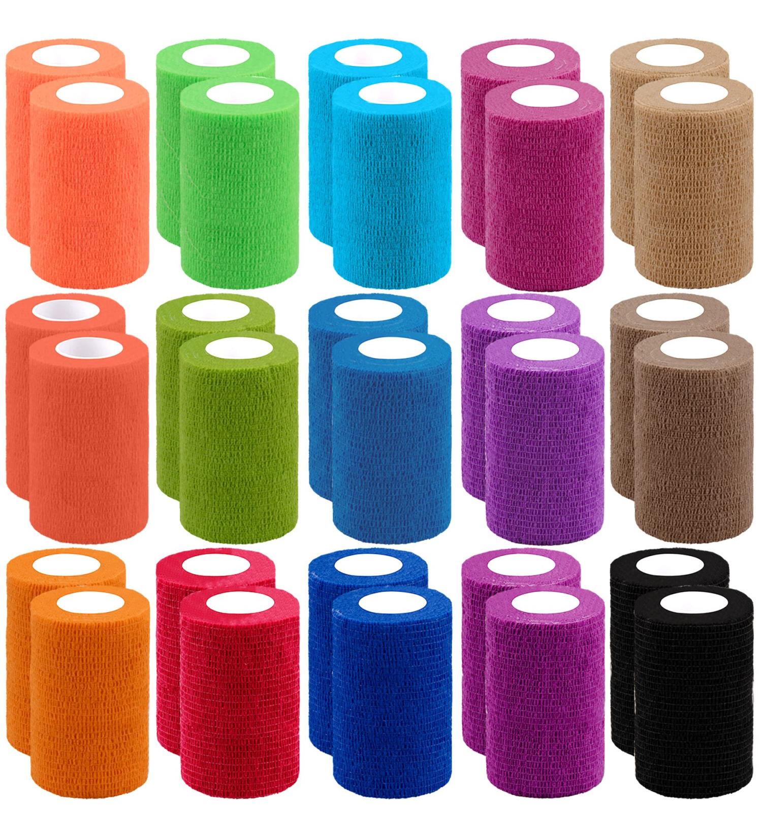 BQTQ 30 Rolls Cohesive Bandage 3 Inch - Self Adherent Sport Wrap Tape for Ankle Sprains & Swelling - Rainbow Color - Ideal for Humans and Animals - Buy Online on GoSupps.com