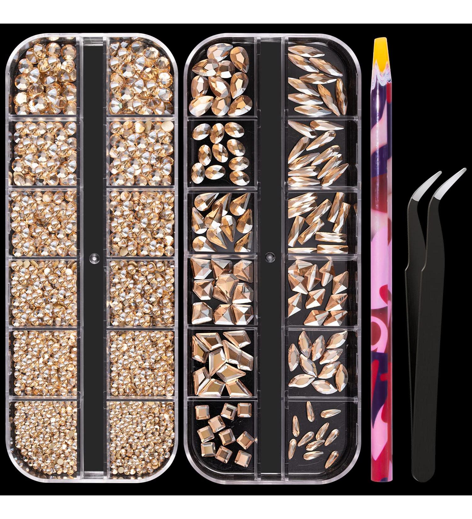 Multi Shapes 3D Champagne Glass Nail Art Rhinestones Kit - Crystal Gemstone Charms for DIY Manicure & Craft - Buy Online on GoSupps.com