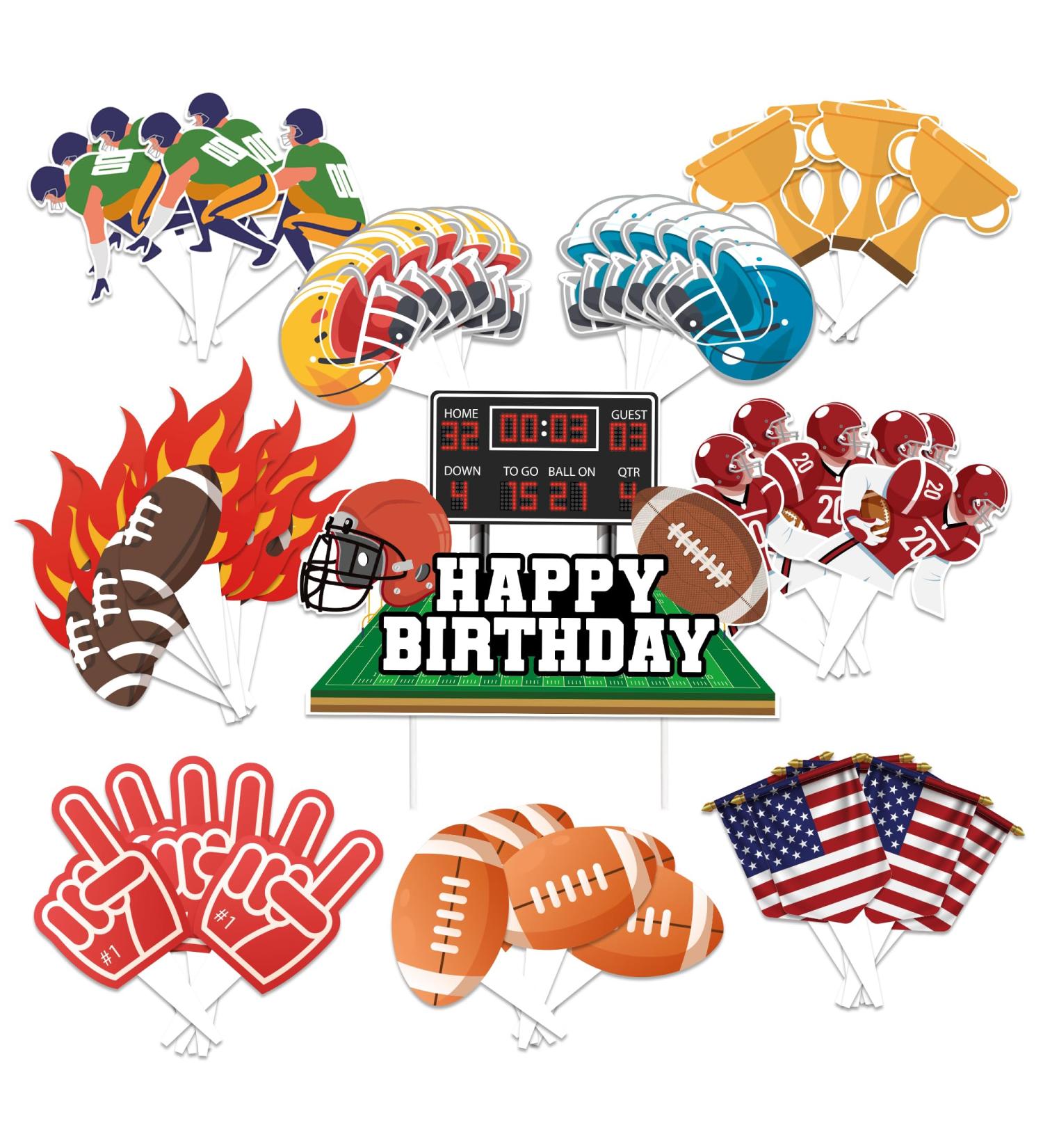 73Pcs Super Football bowl Cake Cupcake Toppers Themed Decorations for Birthday Party Football Sport Party Supplies - Buy Online on GoSupps.com