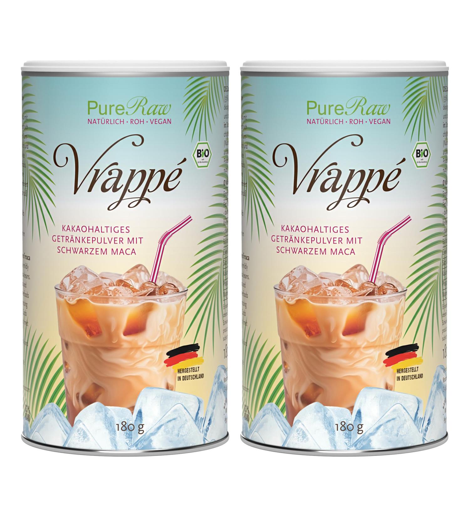 Vrapp Maca Cocoa Coffee Substitute - Organic Vegan Raw Iced Coffee Powder | Superfood Drink 360g | Caffeine-Free Frappe | Pureeraw - Buy Online on GoSupps.com