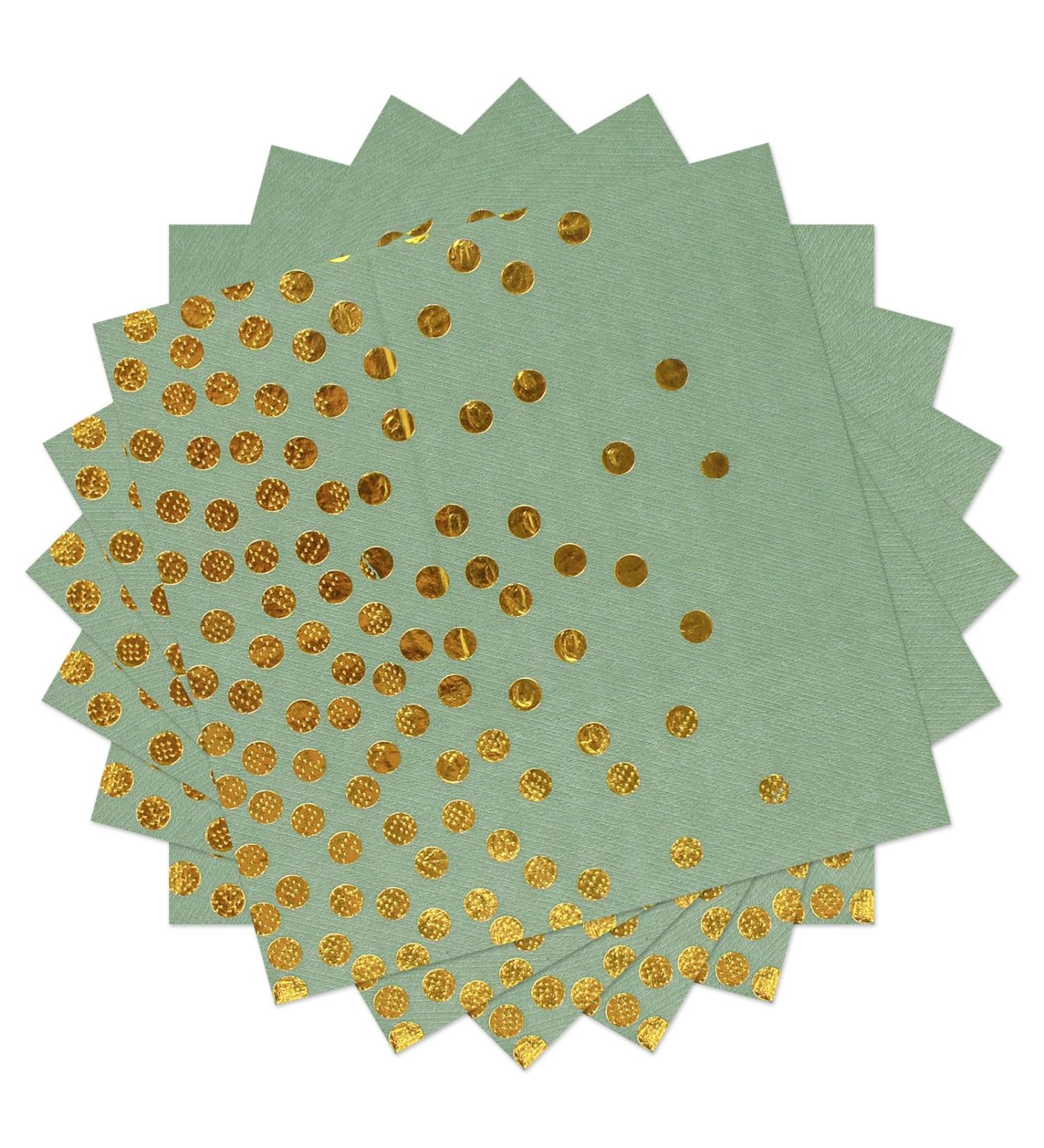 40 Rat Tail Green and Gold Birthday Napkins | 33x33 cm Paper Party Napkins for Boy & Girl Birthday Decorations - Buy Online on GoSupps.com