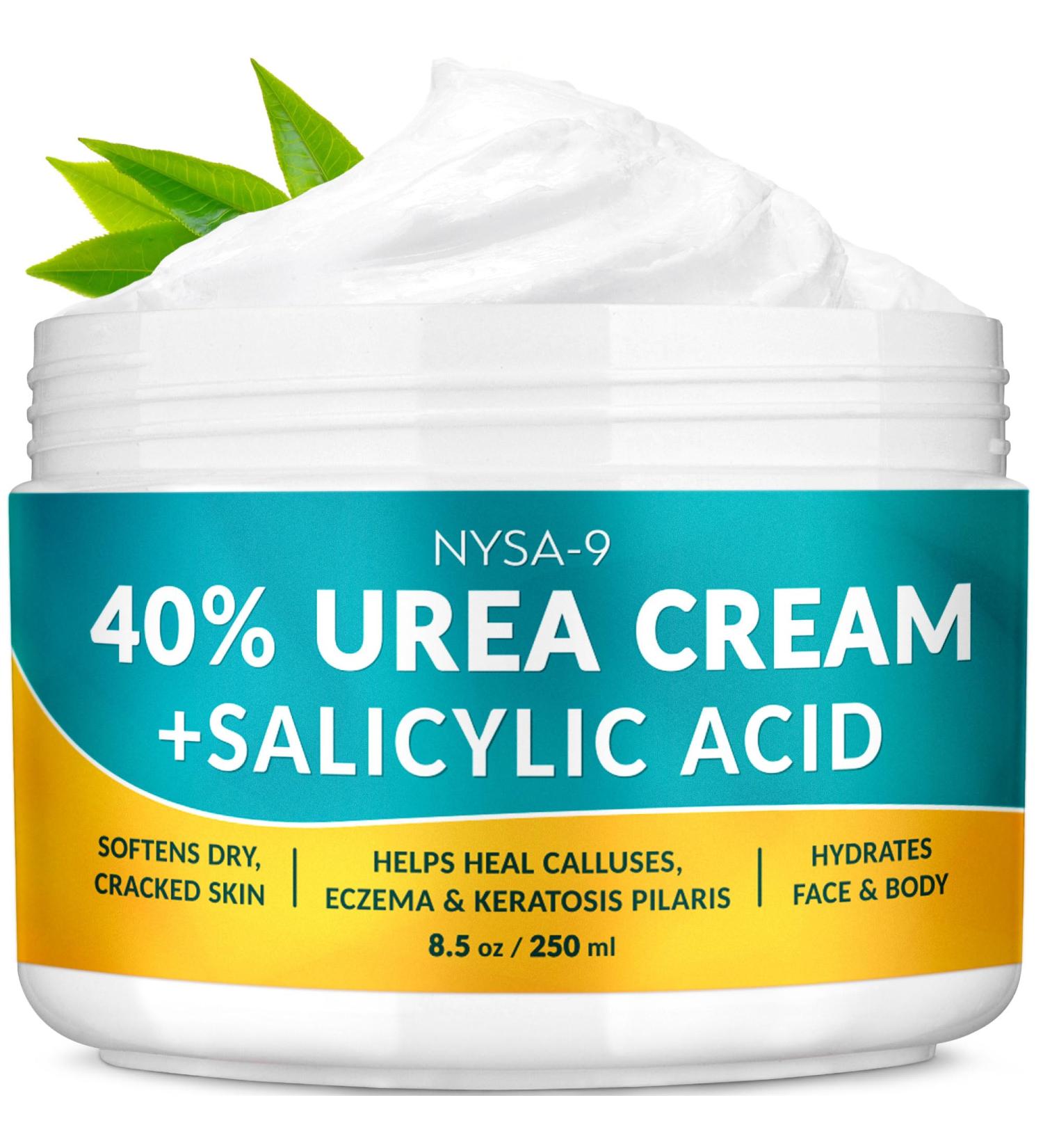 Nysa-9 Ultra-Hydrating 40% Urea Foot Cream with Salicylic Acid - Intensive Moisturizer for Dry Cracked Feet, Heels, Hands - 250ml/8.5oz - Buy Online on GoSupps.com