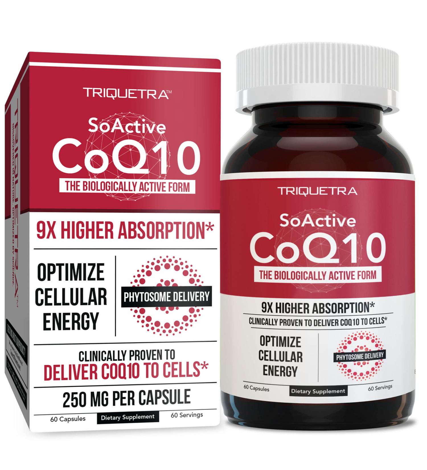 SoActive CoQ10 250 mg - Enhanced Absorption Phytosome Supports Energy Production | 60 Capsules - Shop Internationally - Buy Online on GoSupps.com