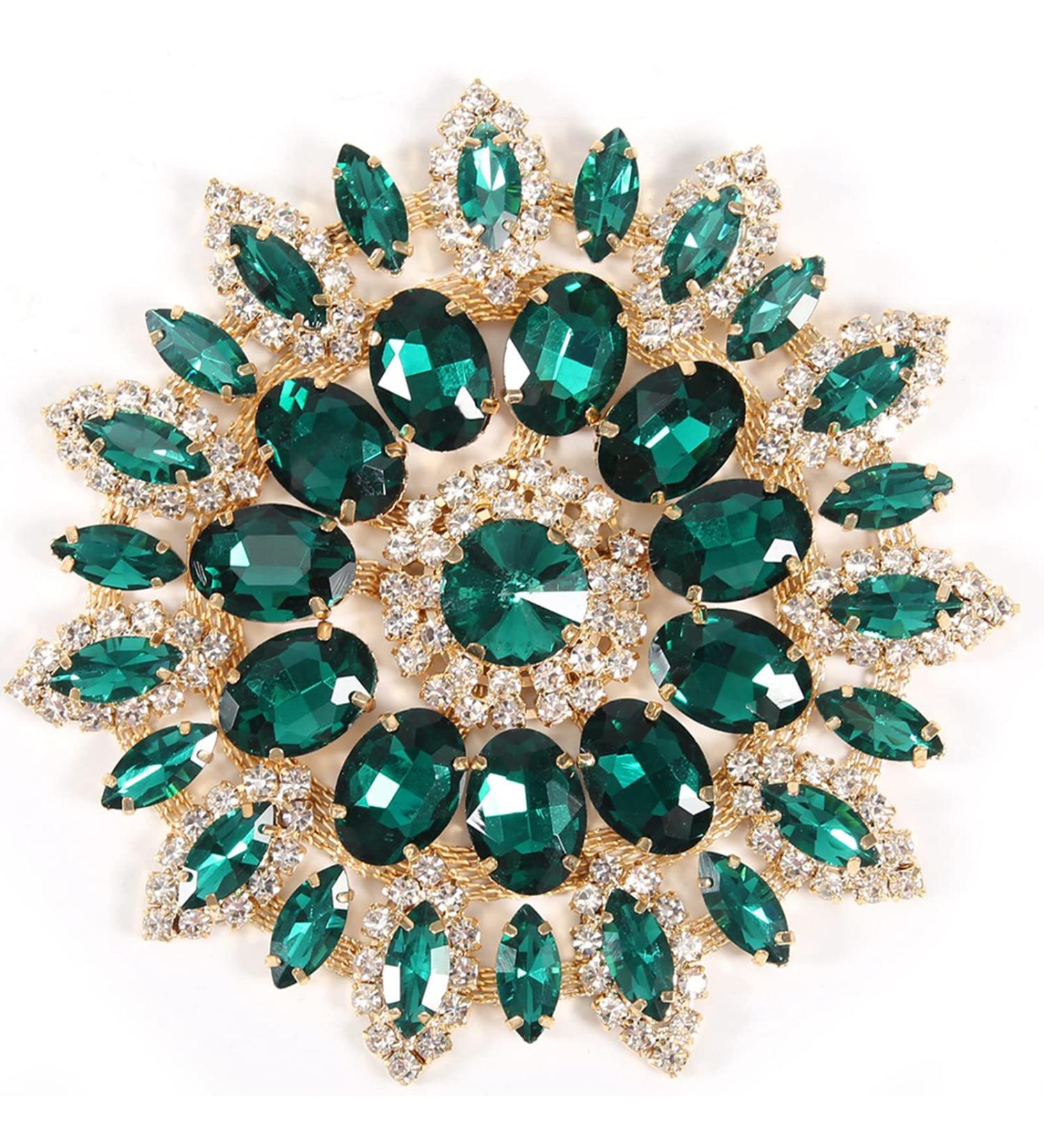 QANYEGN Crystal Glass Rhinestones Decoration Metal Claw Chain Decoration Jewelry Chain for DIY Clothes Shoe Bag Accessories 11cm(Green Golden Base) - Buy Online on GoSupps.com