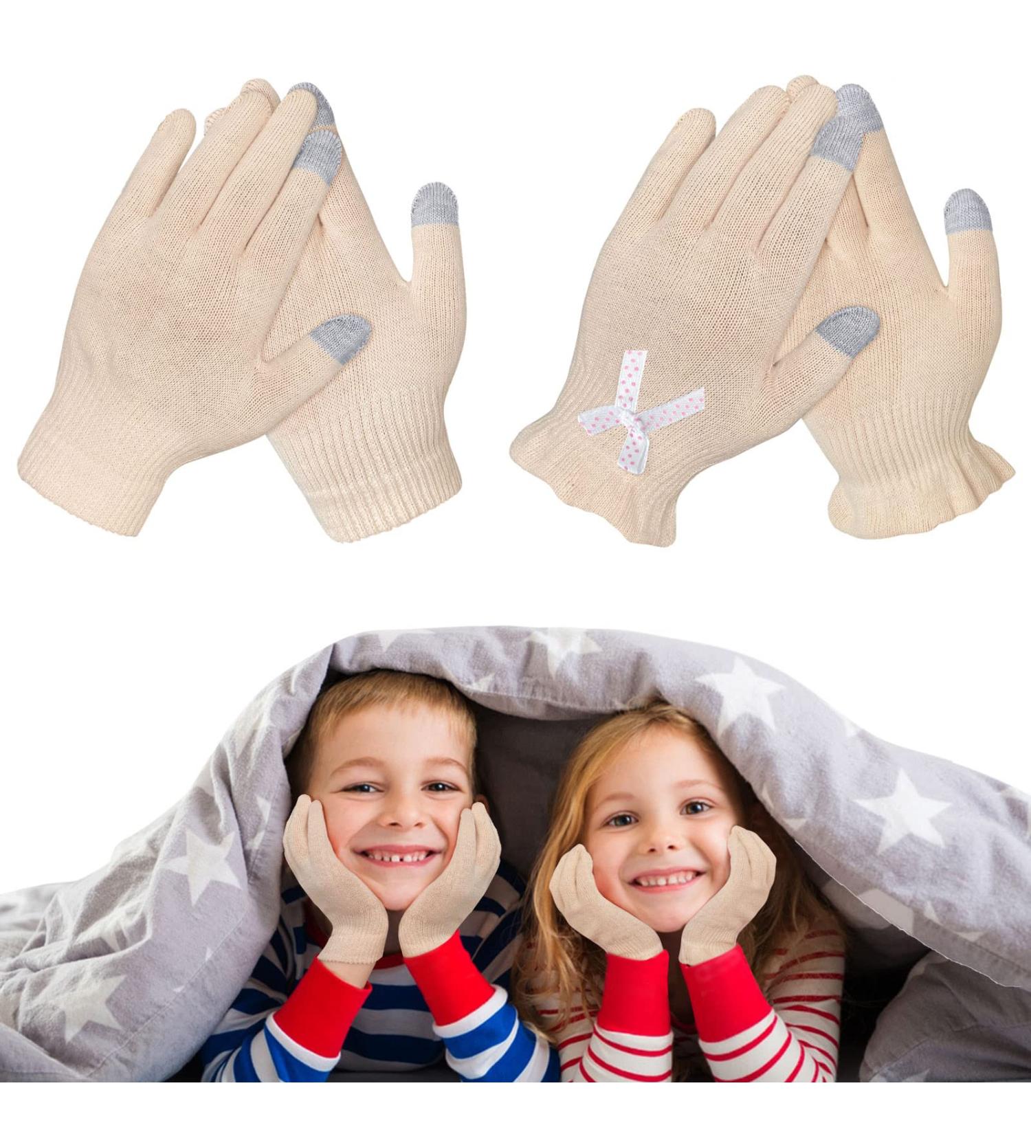 Migliore Kids Moisturizing Cotton Gloves for Eczema - 2 Pairs | Touchscreen Design, Overnight Relief for Dry Hands | Children Age 7-12 - Buy Online on GoSupps.com