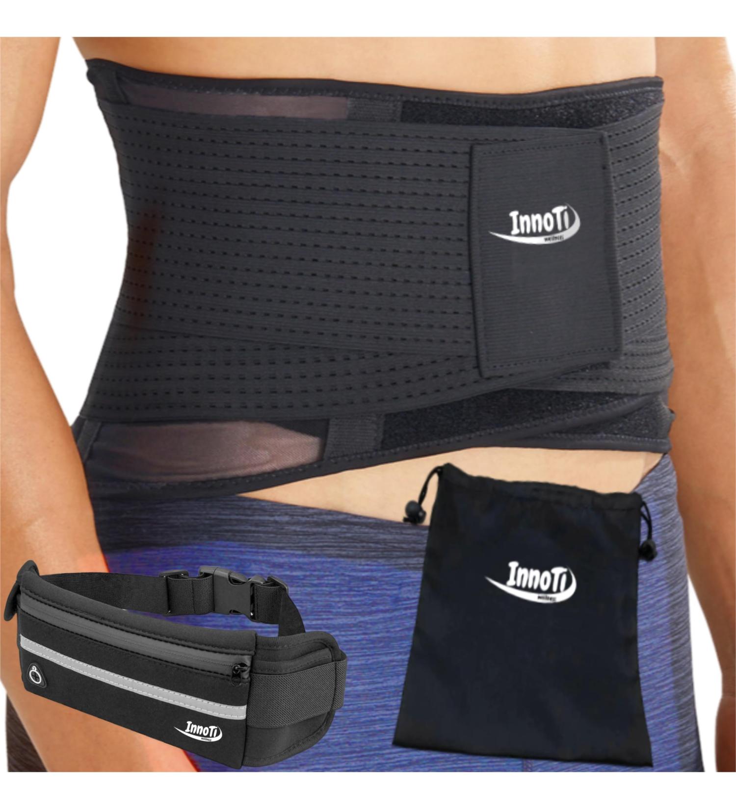 Innoti Back Band - Men & Women Lumbar Support Belt for Sports & Work | Adjustable Compression | Black & Light L (83-97 cm) - Buy Online on GoSupps.com